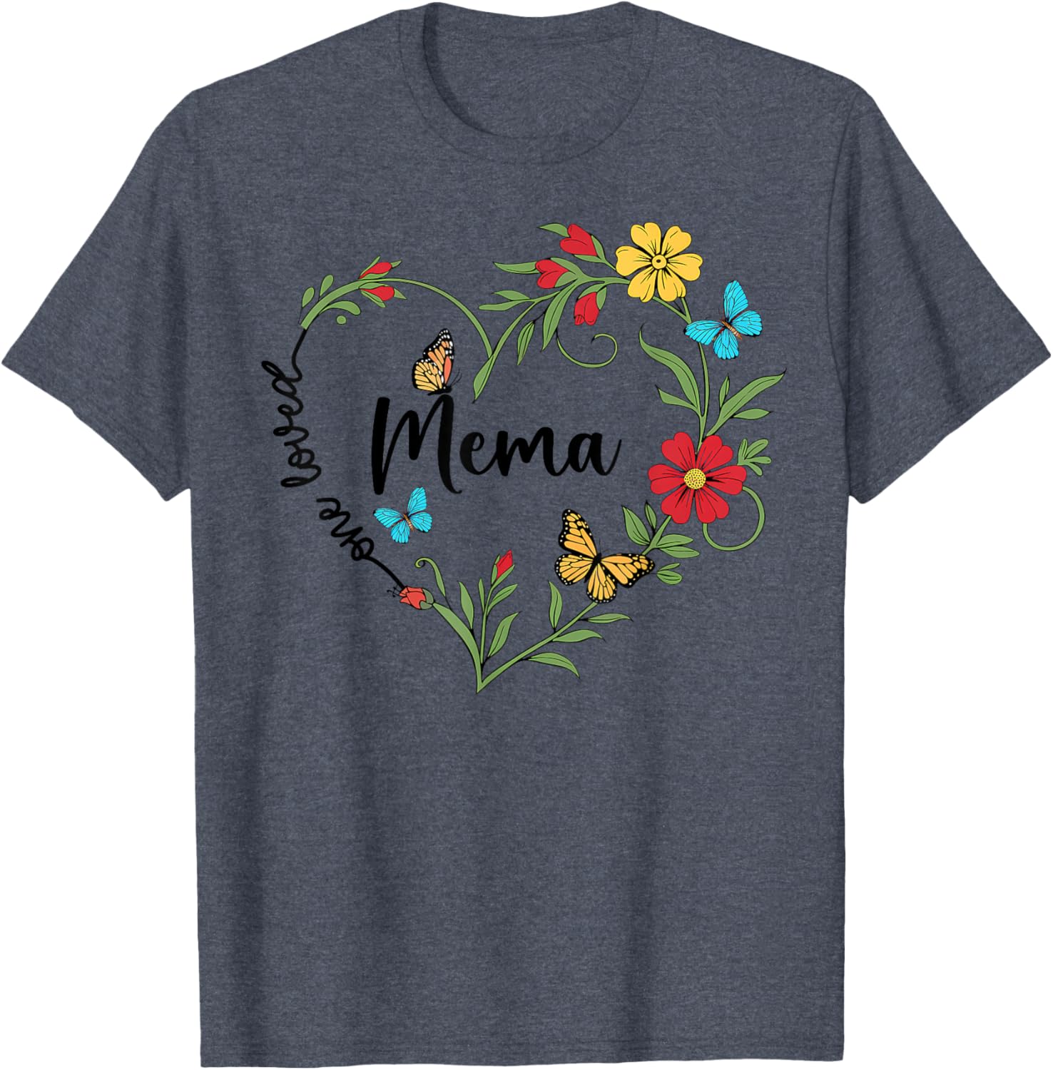 Floral One Loved Mema Heart T-Shirt for Mom and Grandma on Mother's Day - 5