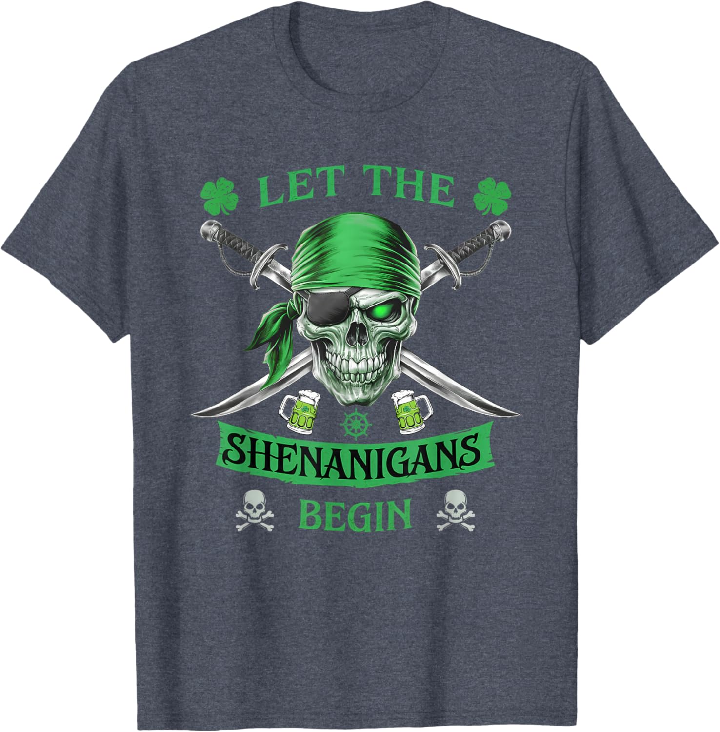 Pirate Skull St Patricks Day T-Shirt for Men Let the Shenanigans Begin - 6