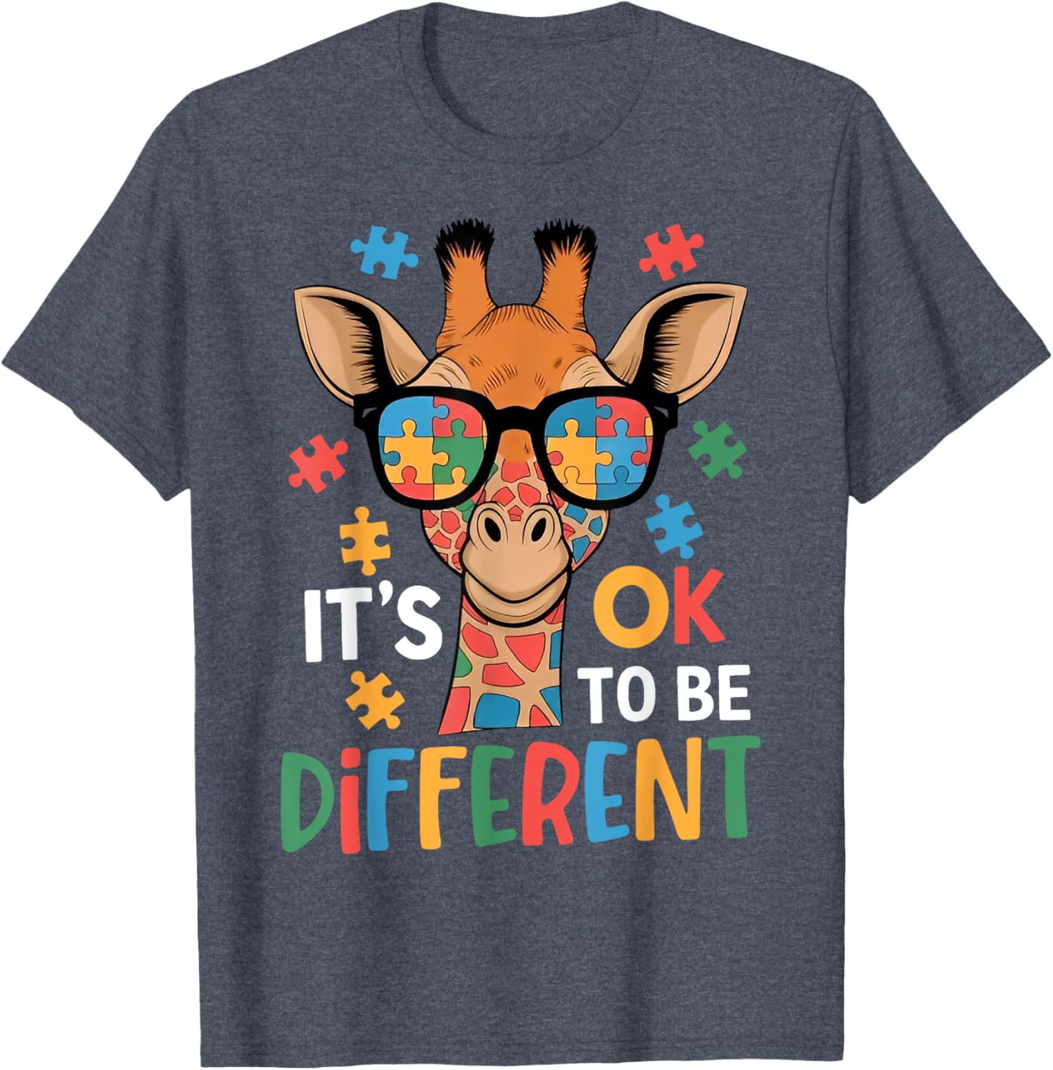 It's Okay to Be Different Giraffe Autism Awareness T-Shirt for Kids - 20