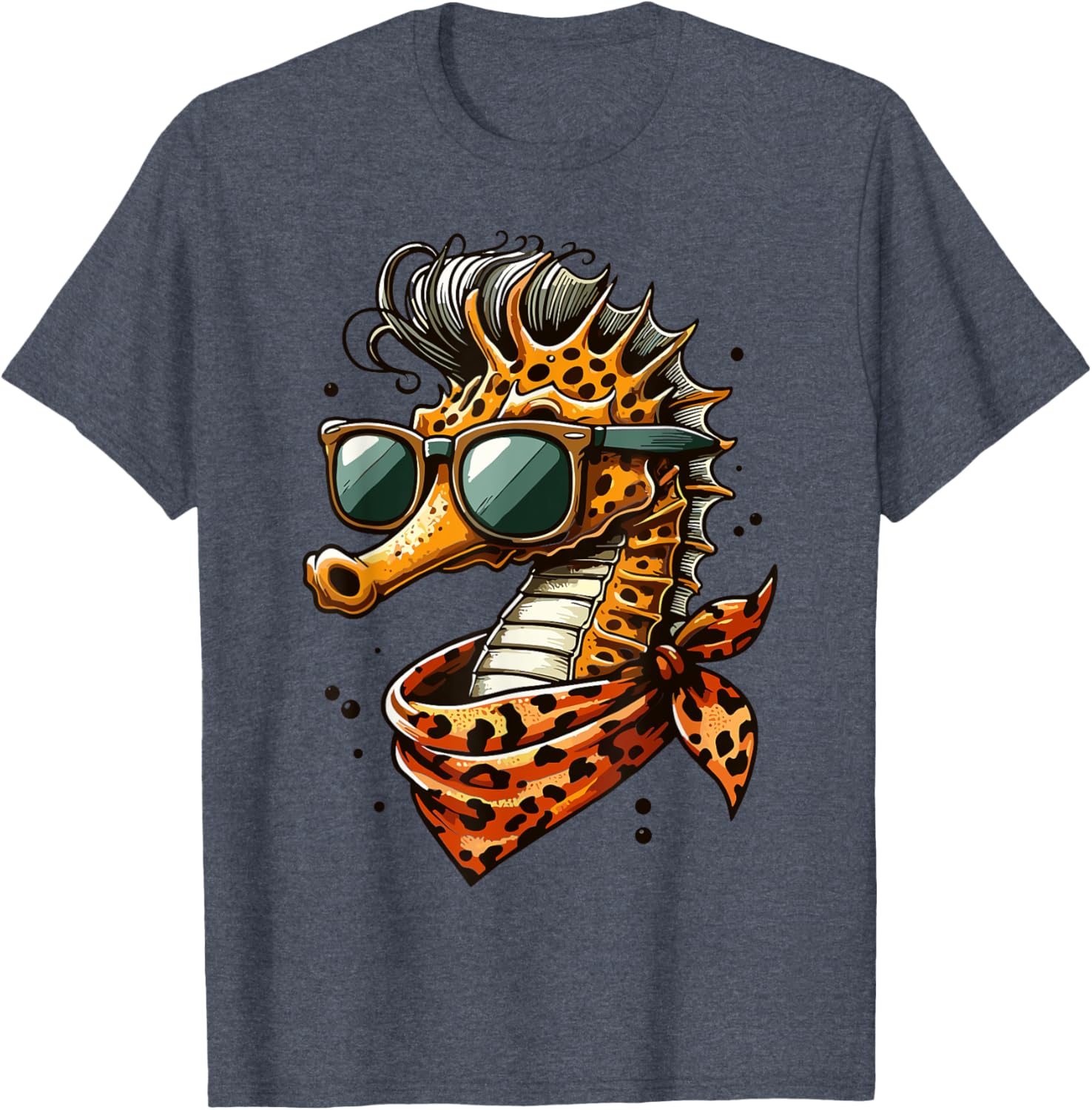Seahorse with Leopard Scarf and Sunglasses Fun T-Shirt for Animal Lovers - 9