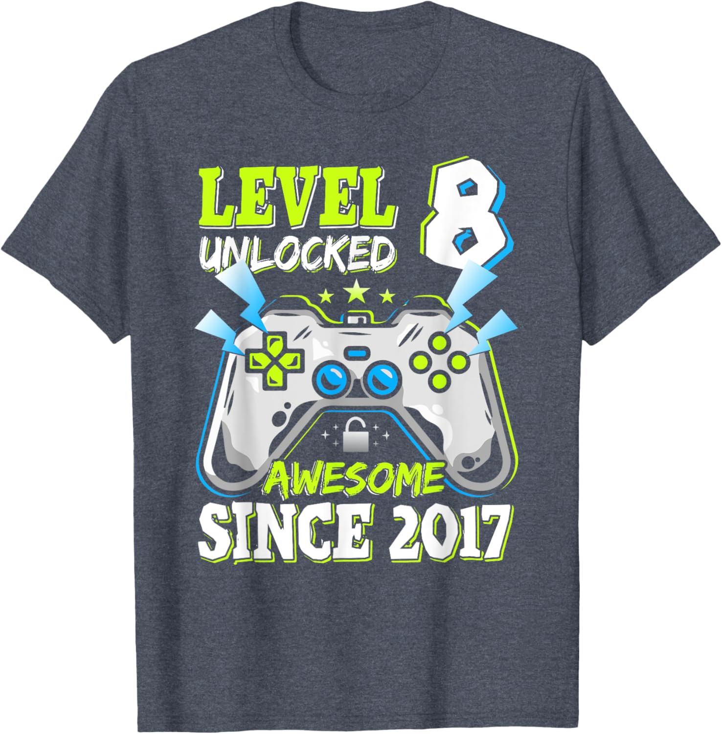 Level 8 Unlocked 2017 Video Game Birthday T-Shirt for Boys - 21