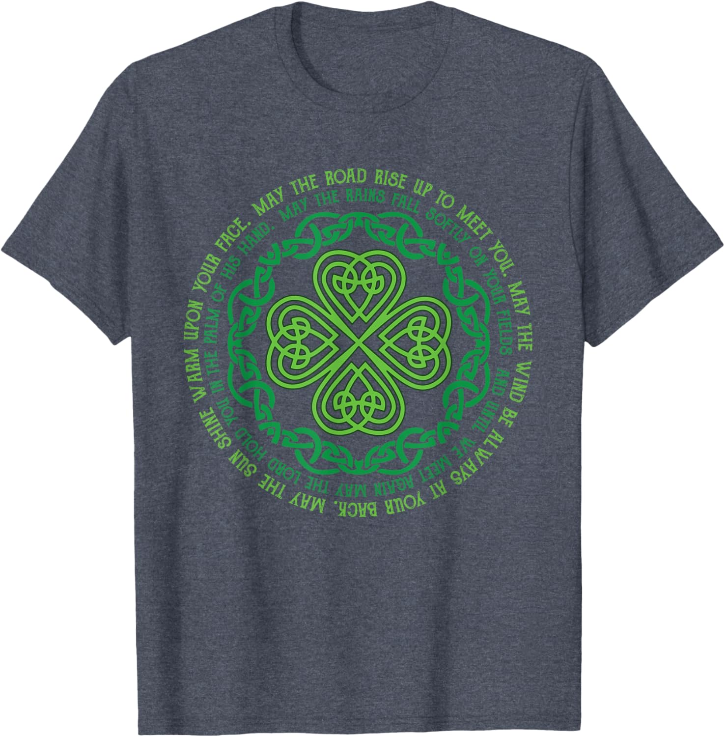 Irish Blessing T-Shirt with Celtic Knot and 4-Leaf Clover Design - 1