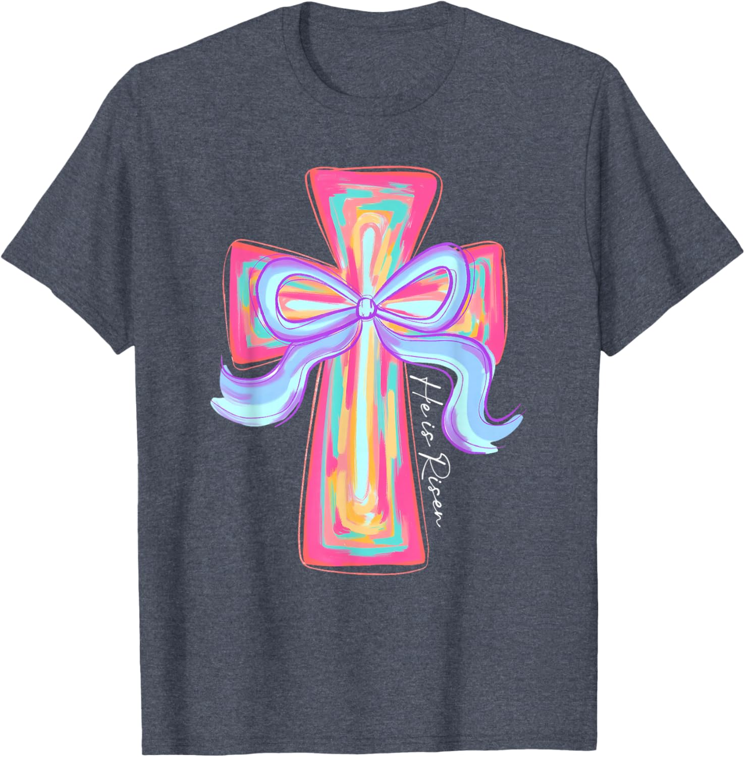 He is Risen Jesus Easter T-Shirt with Coquette Bow for Celebration - 14