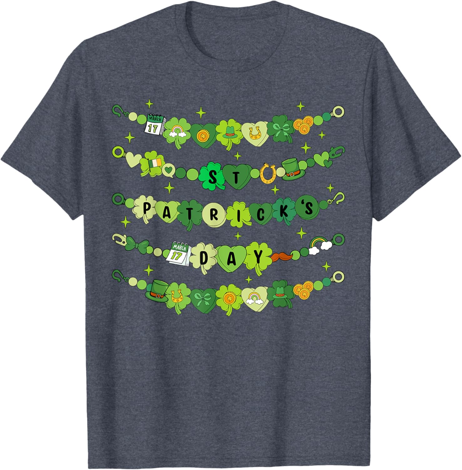 Happy St Patricks Day Friendship Bracelet T-Shirt for Girls - 8