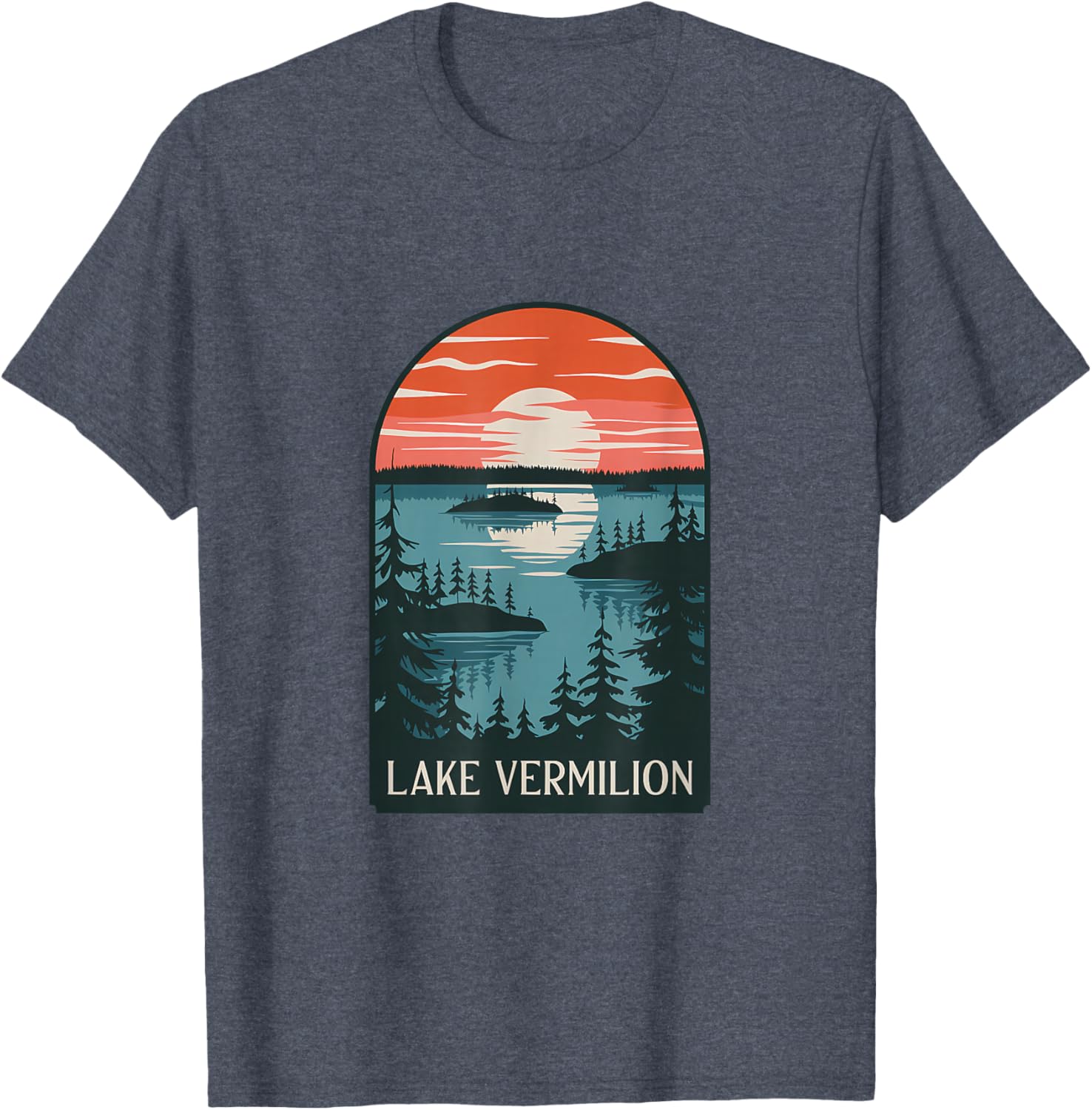 Lake Vermilion Sunset Reflection T-Shirt for Nature Lovers and Adventurers - 5