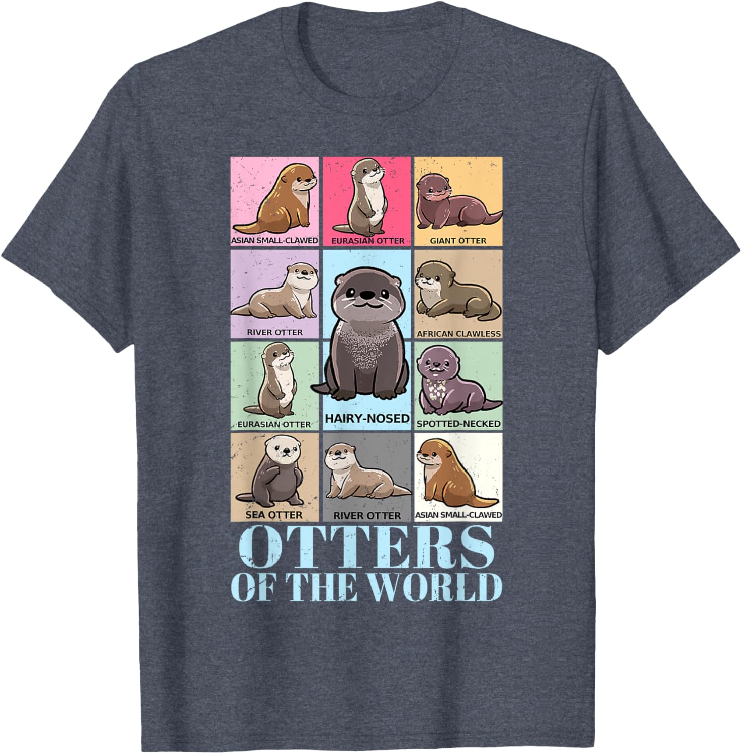 Otters of the World Vintage Sea Otter T-Shirt for Kids and Adults - 5
