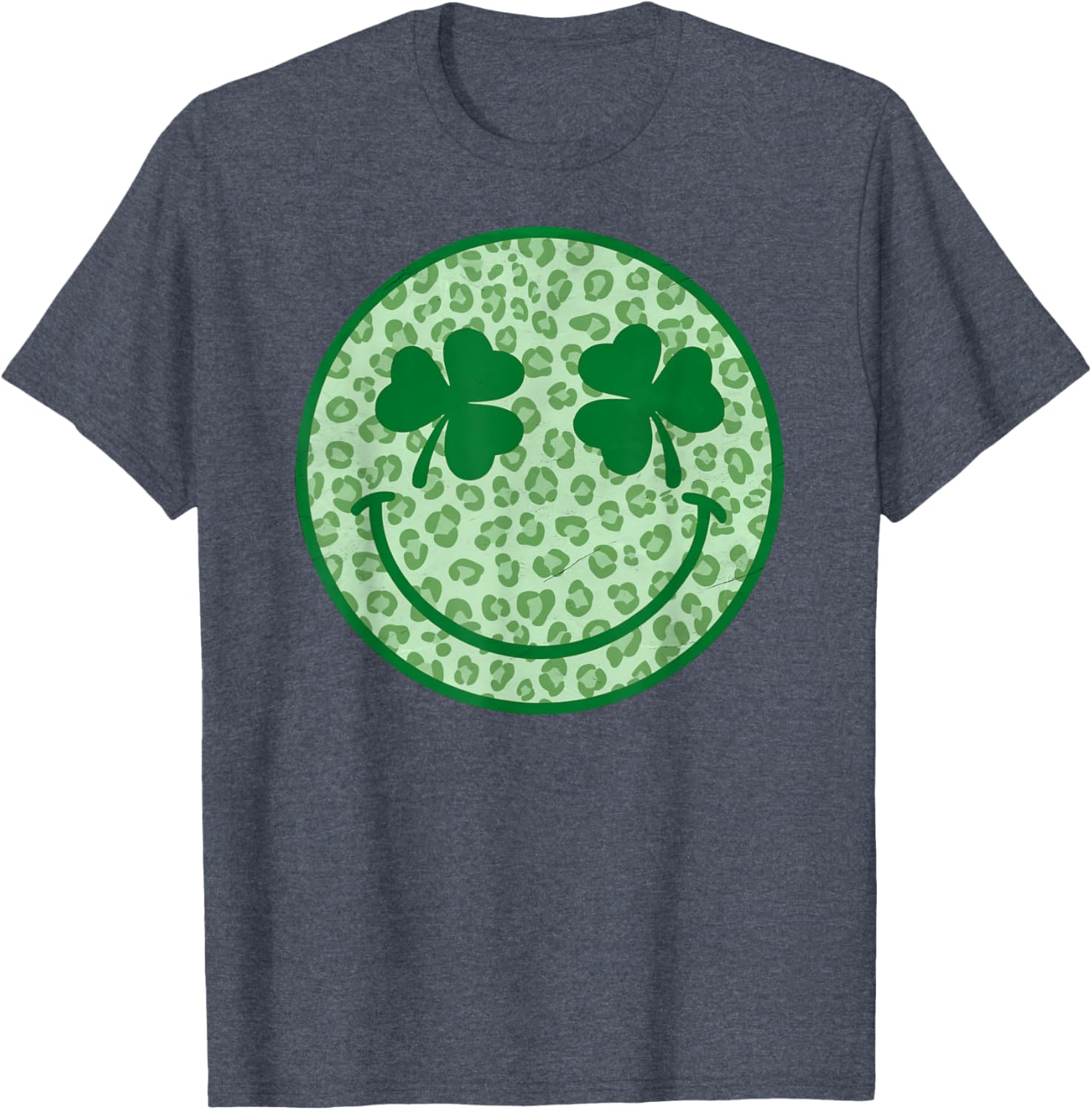Smile Happy St Patricks Day Retro Shamrock Leopard T-Shirt for Fun Style - 23