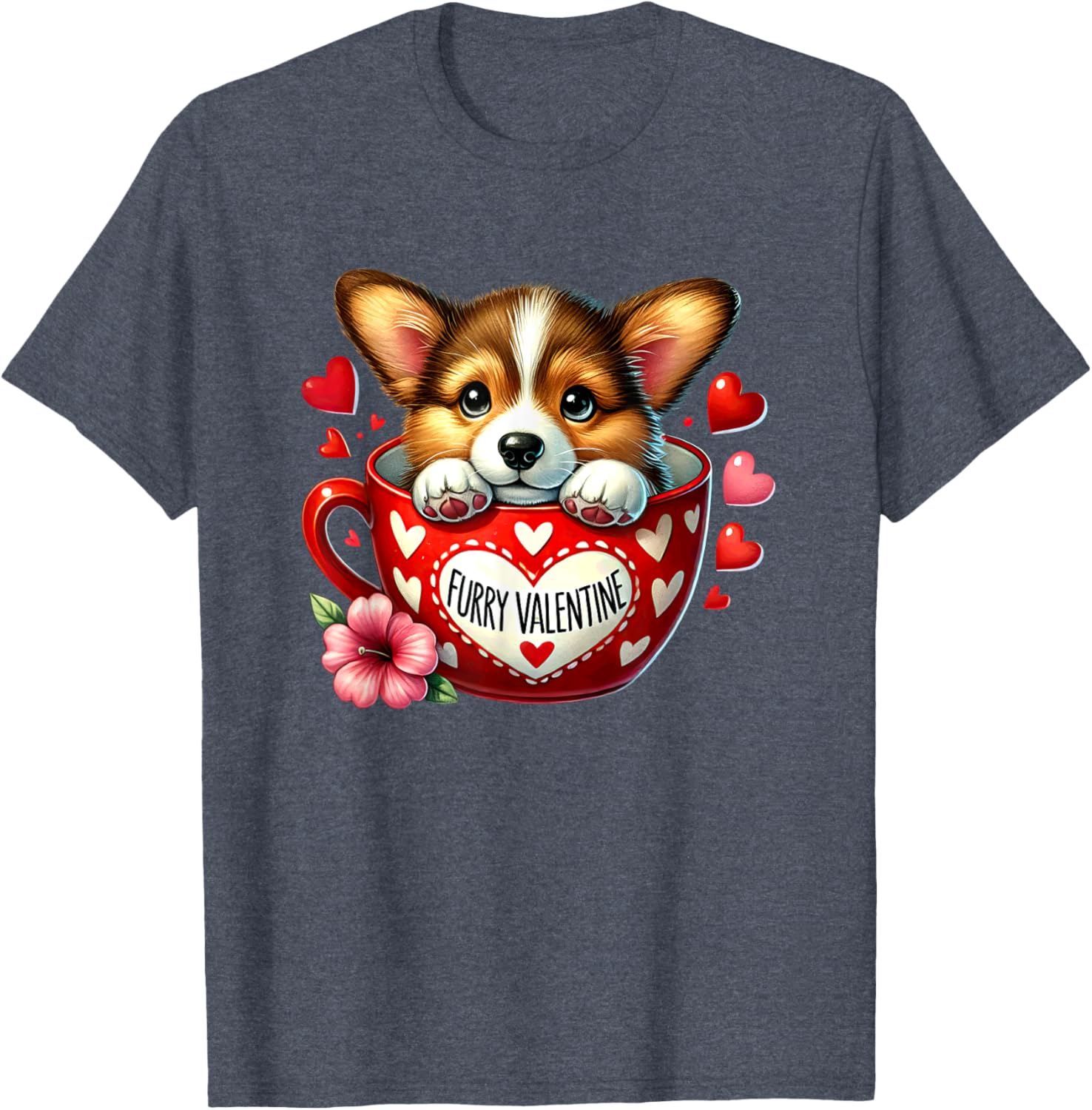 Furry Valentine Corgi Puppy Love T-Shirt for Dog Lovers and Friends - 3