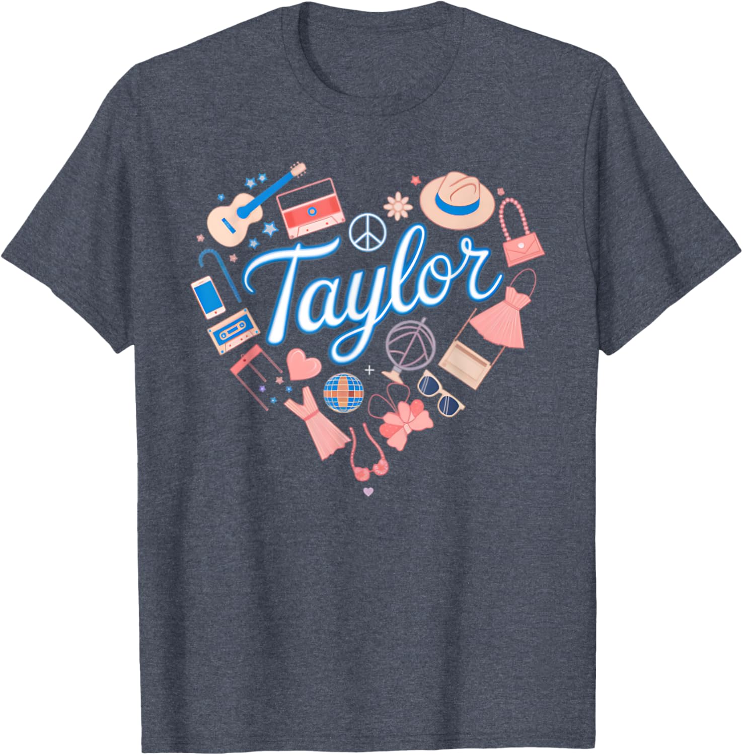 Personalized Girl Retro Heart T-Shirt with Taylor Name for Stylish Kids - 12