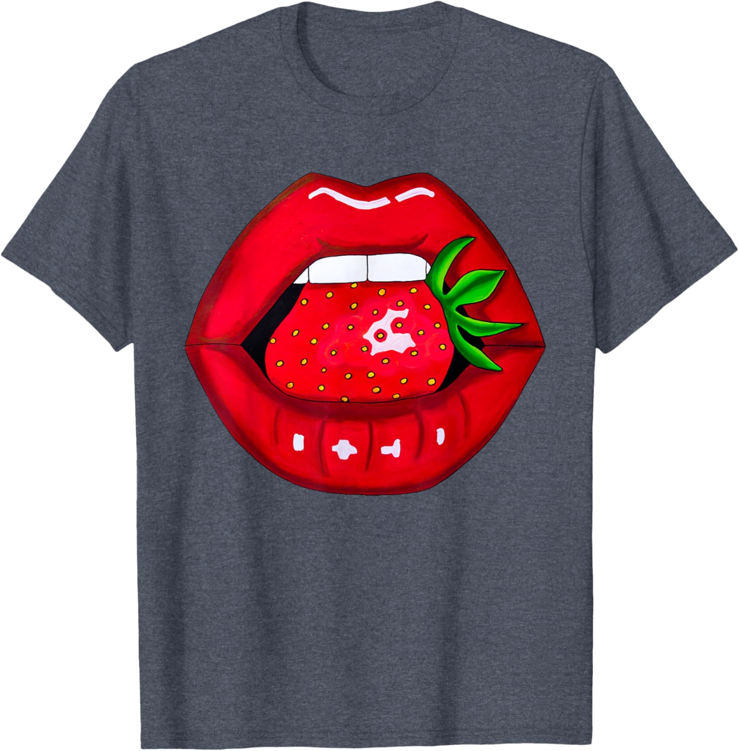 Sexy Strawberry Lips Red Lipstick Women's T-Shirt for Fun Fashion - 2