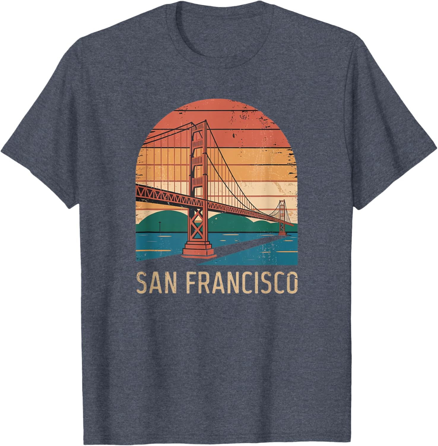 Retro San Francisco Bridge Sunset T-Shirt for Vintage Style Lovers - 26