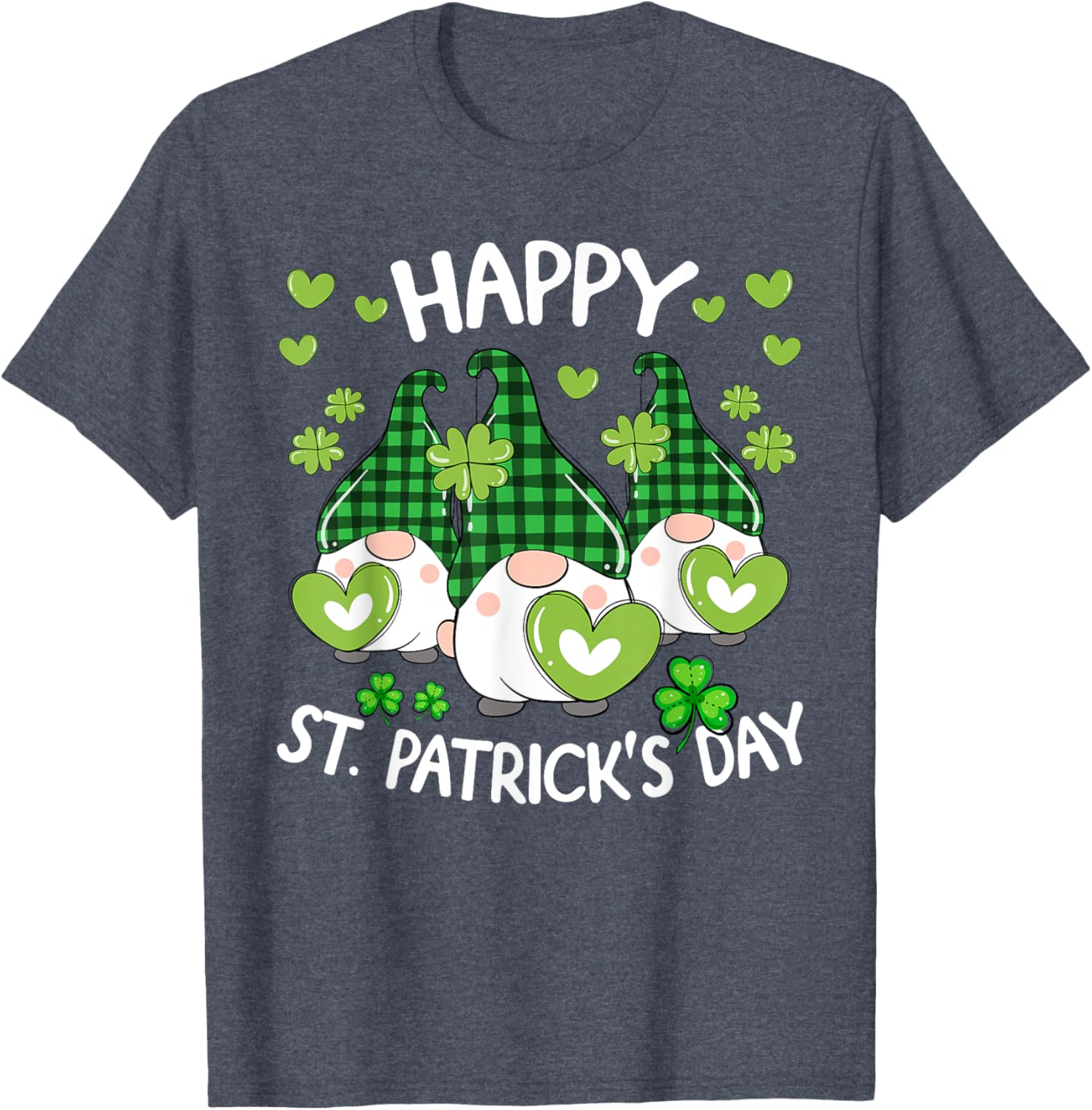 Happy St Patricks Day Gnome Shamrock T-Shirt for Women and Kids - 25