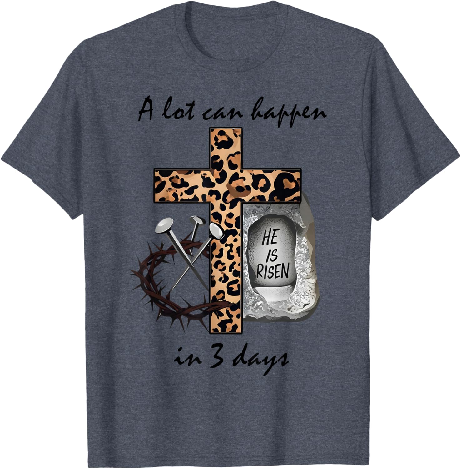 Inspirational 3 Days Christian Easter Cross T-Shirt for Faithful Celebration - 9