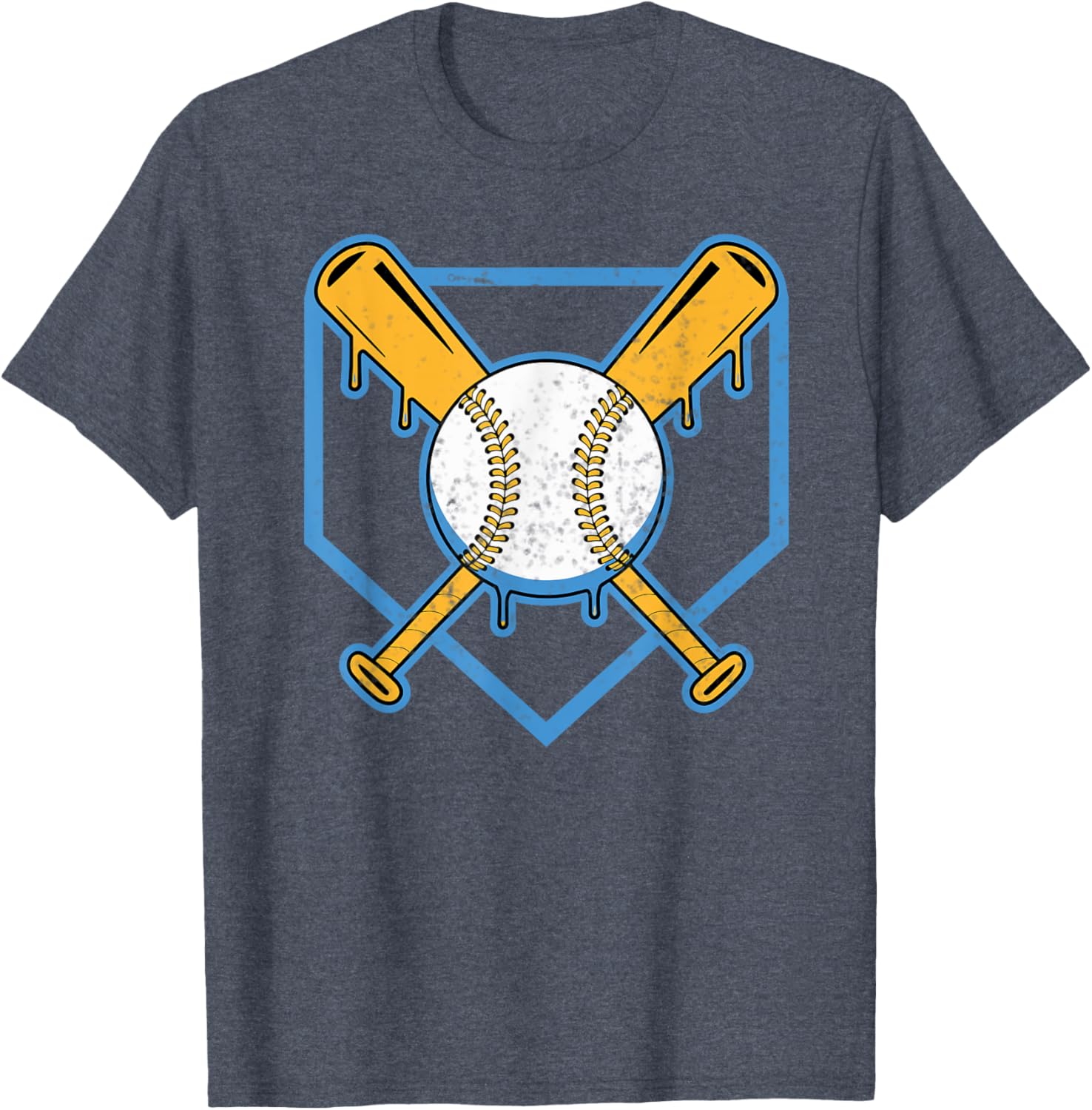Yellow Baseball Home Plate Drip T-Shirt for Boys Sports Style - 21
