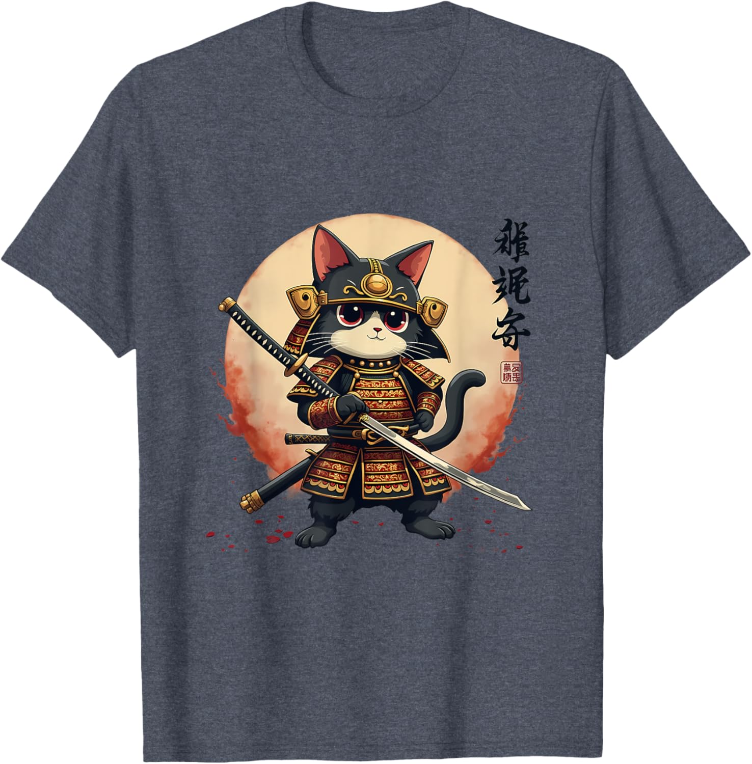 Samurai Cat Warrior Art Tee for Men and Women - Cool Japanese Anime T-Shirt - 12