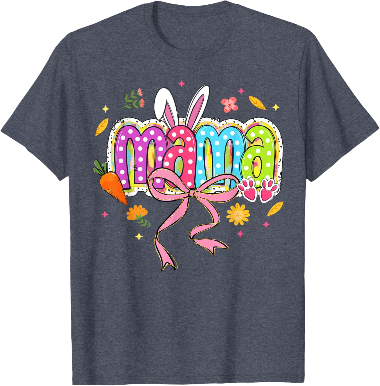 Boho Floral Coquette Bow Mama Bunny Easter Family T-Shirt for Moms - 9