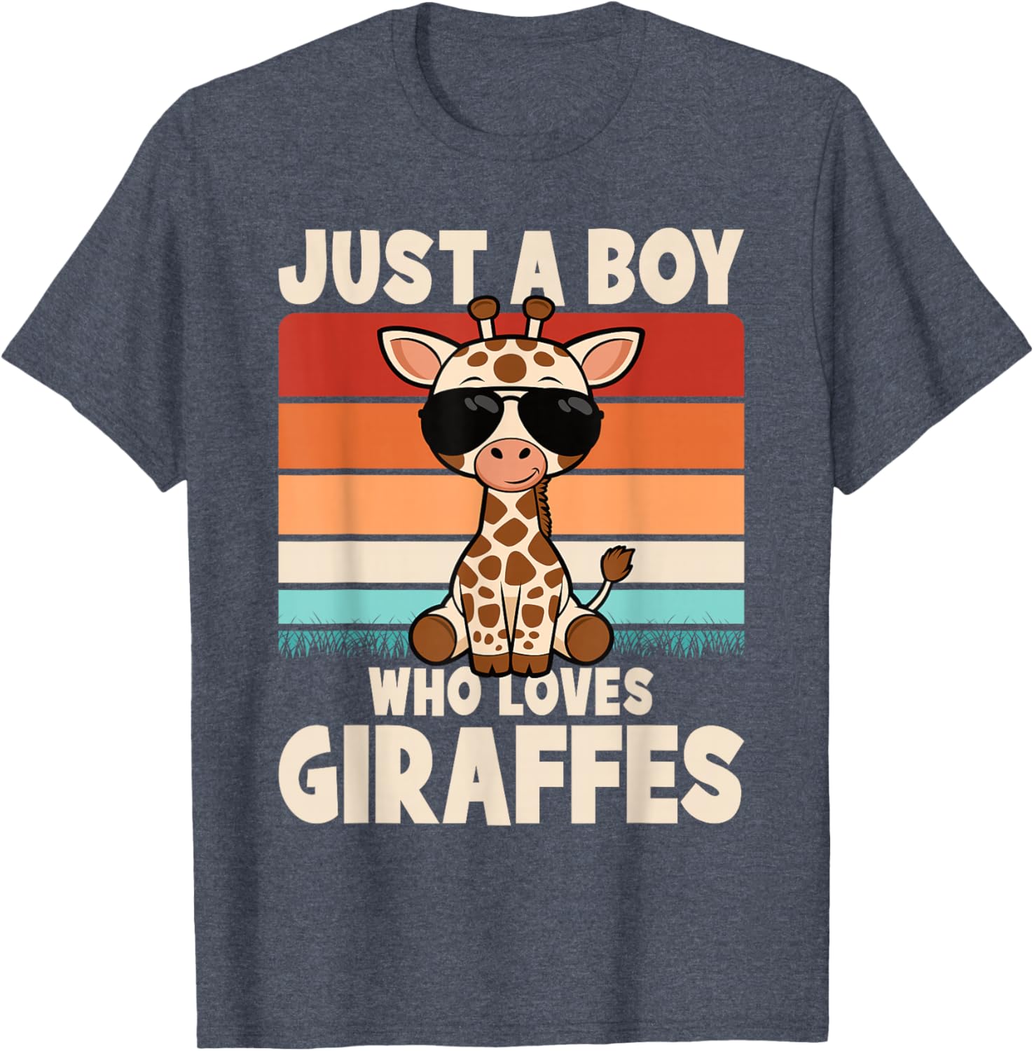 Just A Boy Who Loves Giraffes Retro Wild Animal Kids T-Shirt - 11