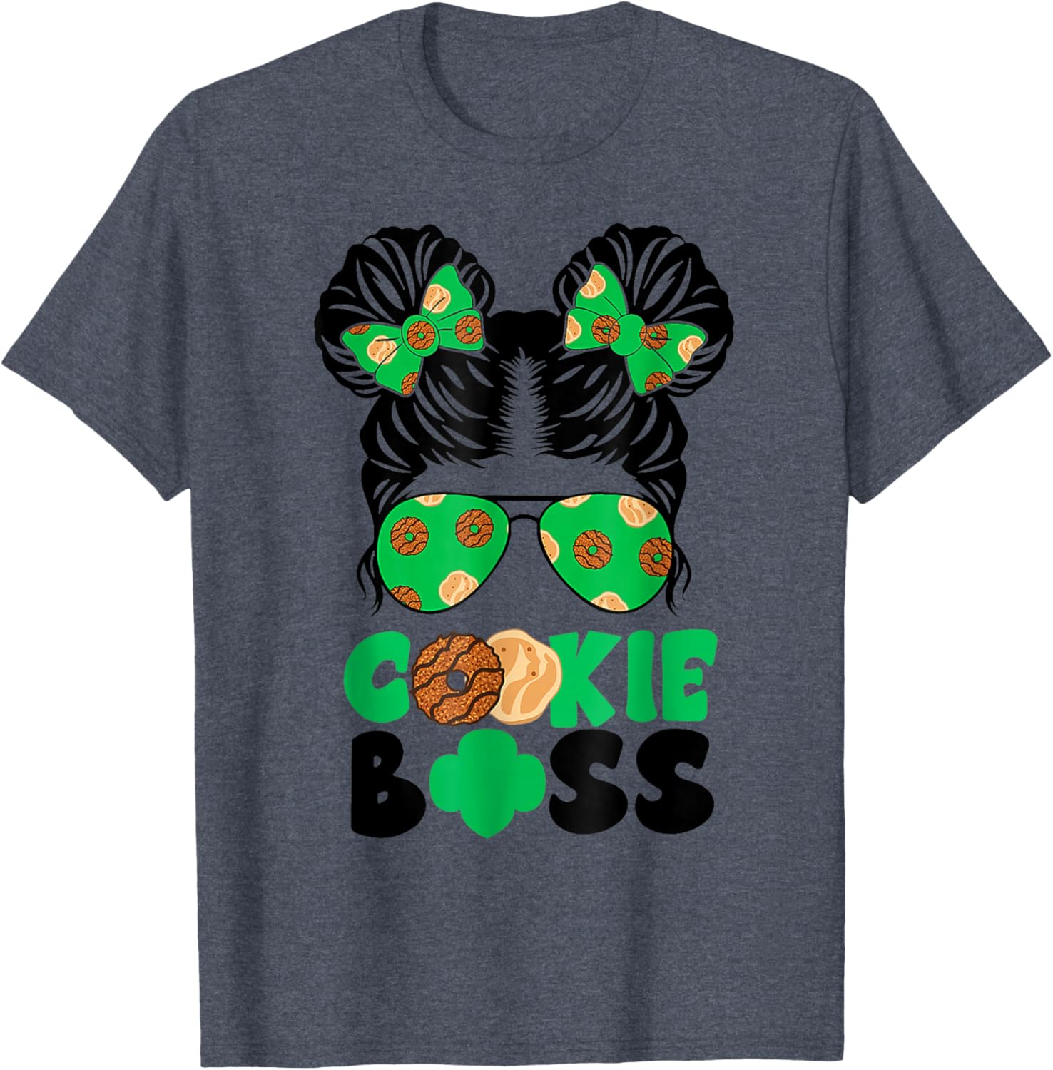 Scout Cookie Boss Girls Messy Bun Sunglasses T-Shirt for Kids - 15