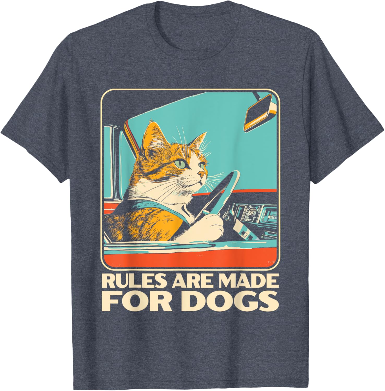 Funny Cat Lover T-Shirt - Rules Are Made for Dogs Cat Design Tee - 2