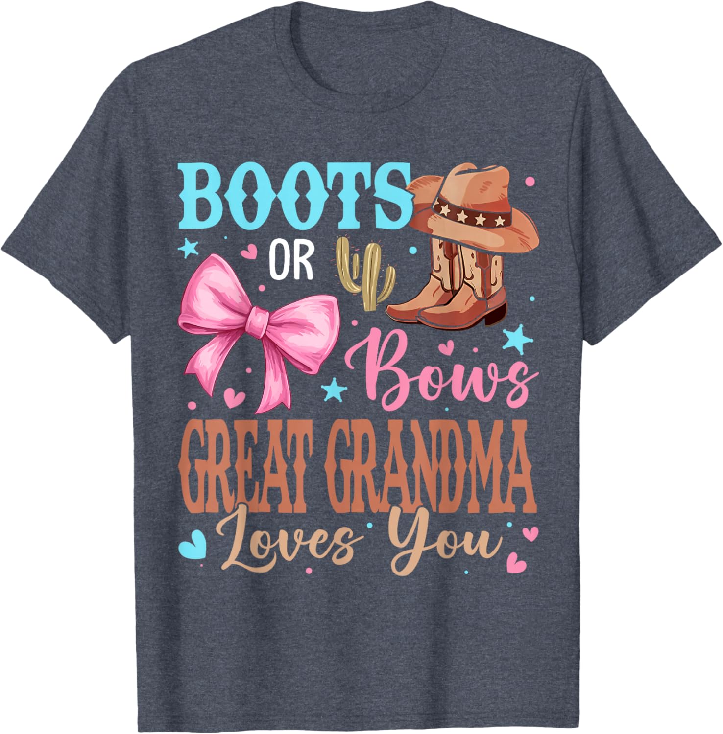 Great Grandma Boots or Bows Gender Reveal T-Shirt for Party Fun - 11
