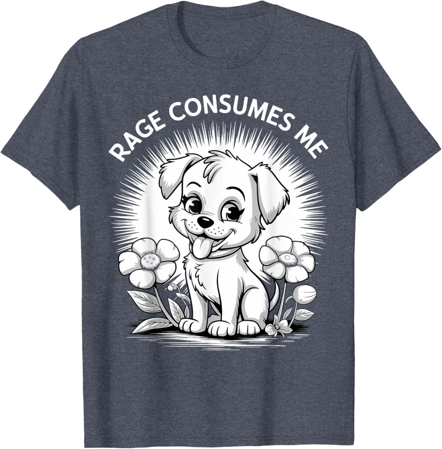 Cute Funny Puppy Rage Flower Meme Retro T-Shirt for Dog Lovers - 8