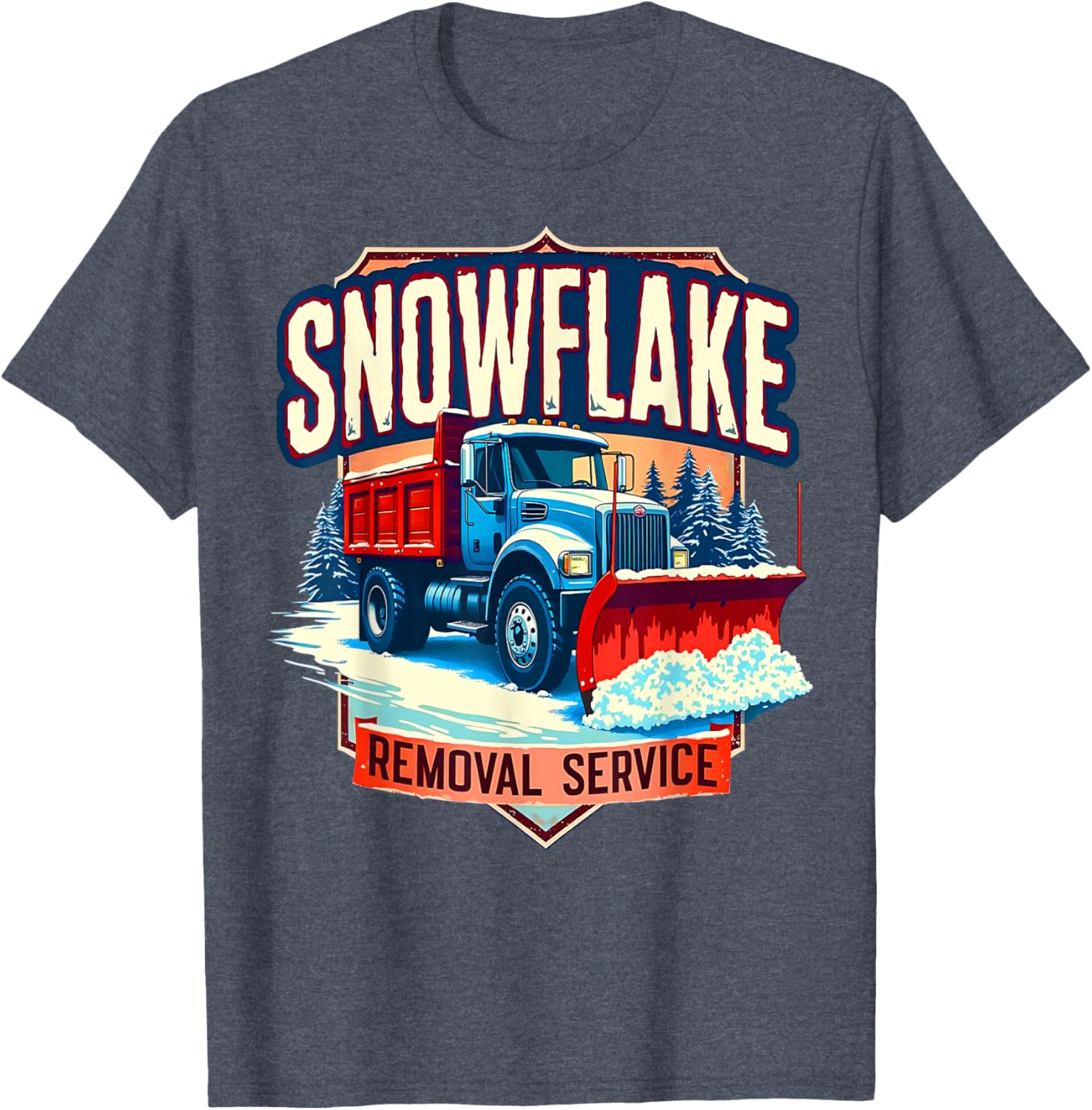 Snowflake Removal Service Truck Winter Supporter T-Shirt for Snow Days - 4