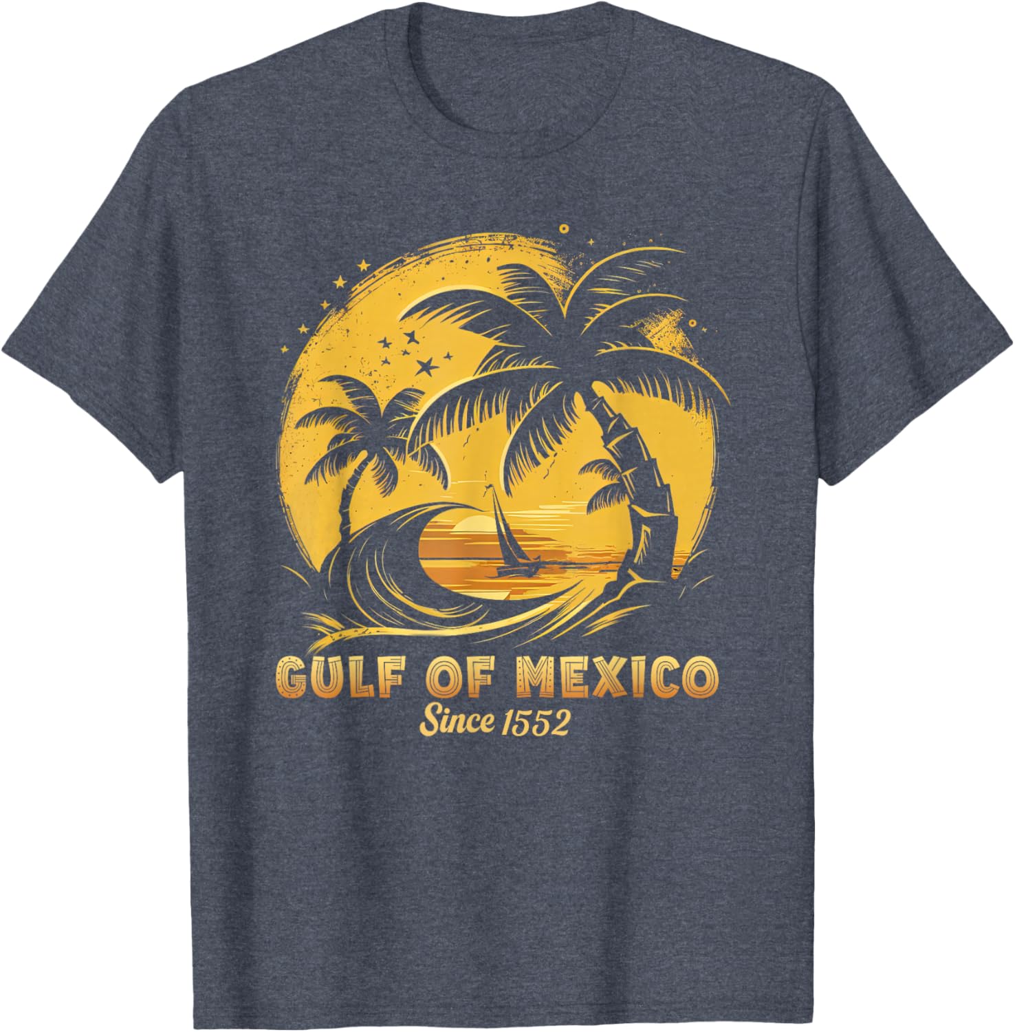 Gulf of Mexico T-Shirt with Palm Trees and Sailboat Design - 3