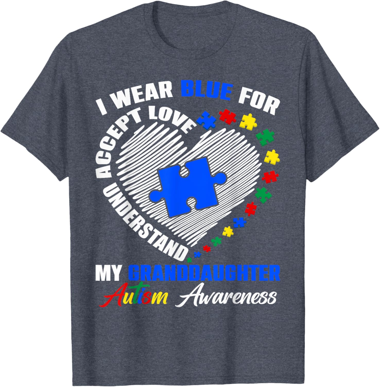 Blue Puzzle Pie T-Shirt for Autism Awareness - Perfect for Granddaughters - 12
