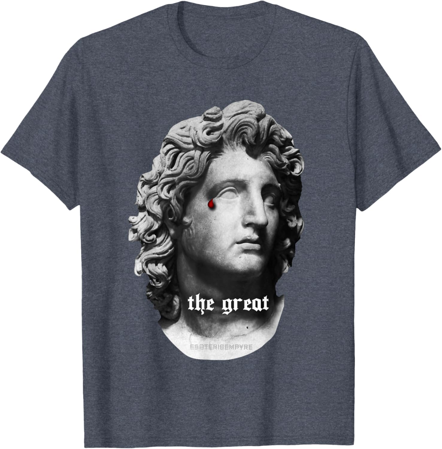Alexander the Great Bust T-Shirt with Unique Bloody Teardrop Design - 27