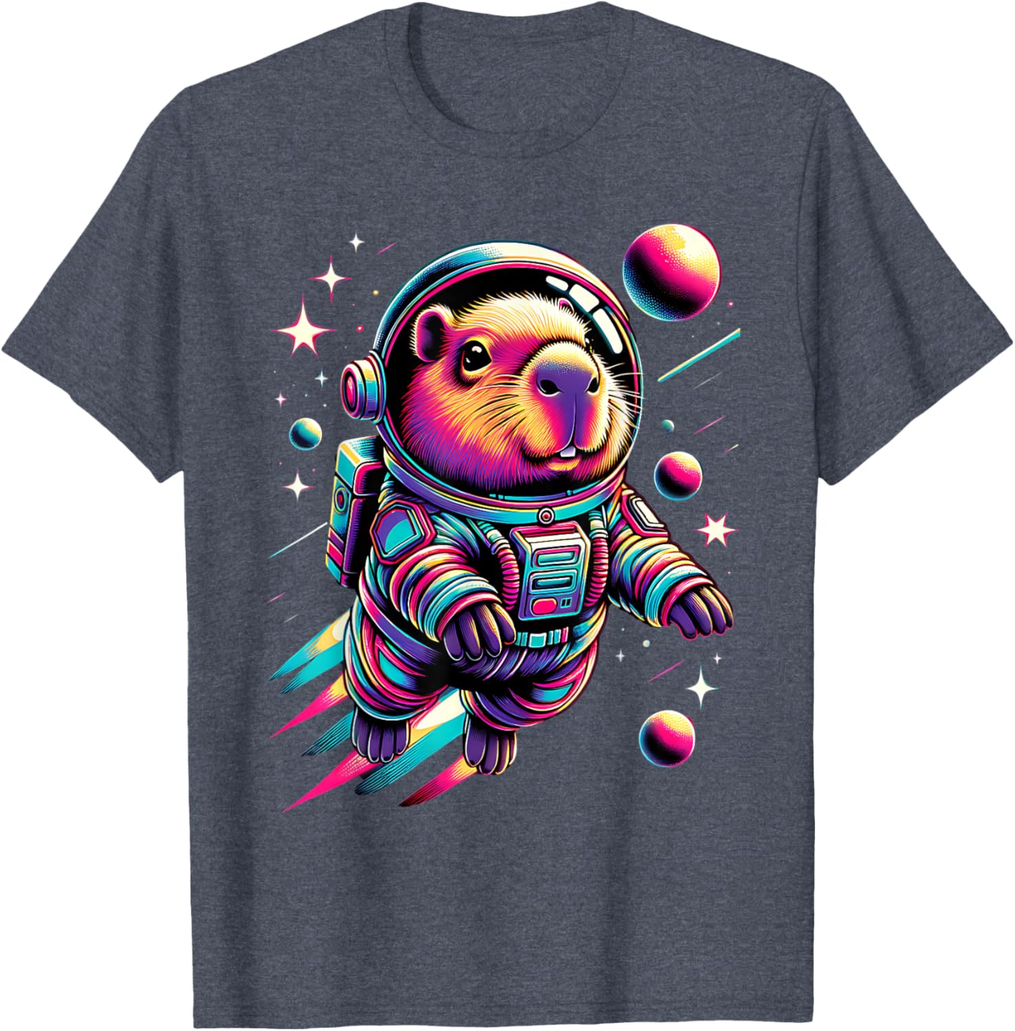 Adorable Space Capybara Astronaut T-Shirt for Animal Lovers - 1