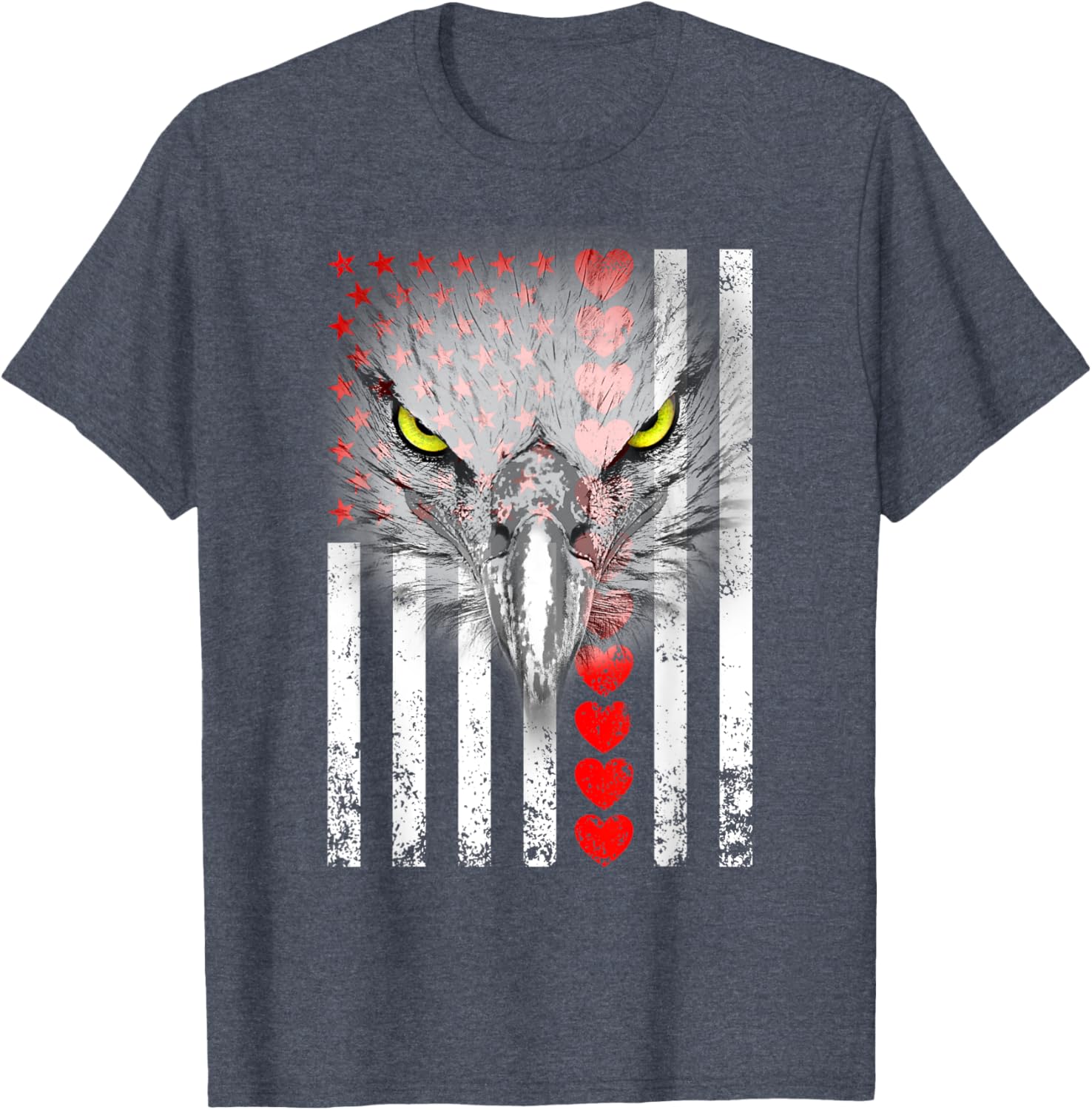 Happy Valentine's Day Eagle T-Shirt for Animal Lovers with Hearts & Flag - 19