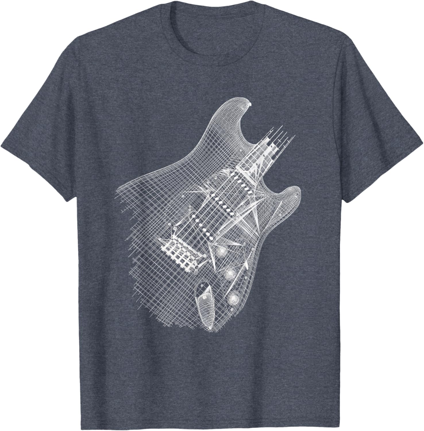 Guitar Wireframe Design T-Shirt for Musicians and Guitarists - 1