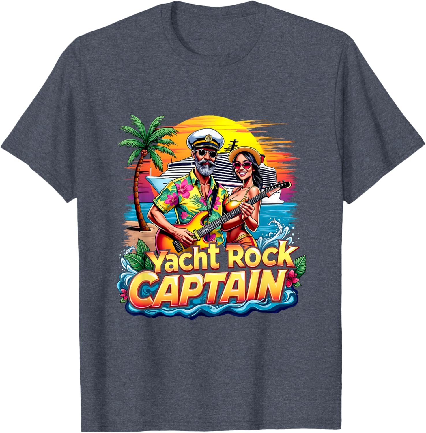 Retro Yacht Rock Captain Tropical Cruise Squad T-Shirt for Fun Parties - 21
