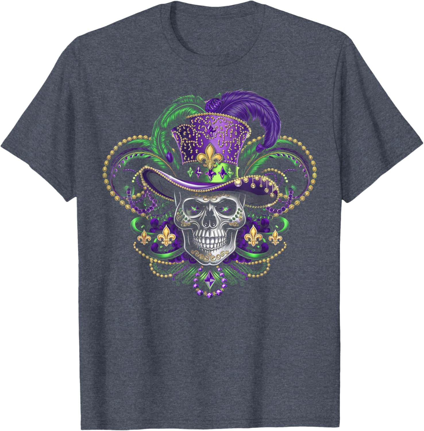 Vibrant Sugar Skull Witch T-Shirt for Mardi Gras and Halloween Fun - 1
