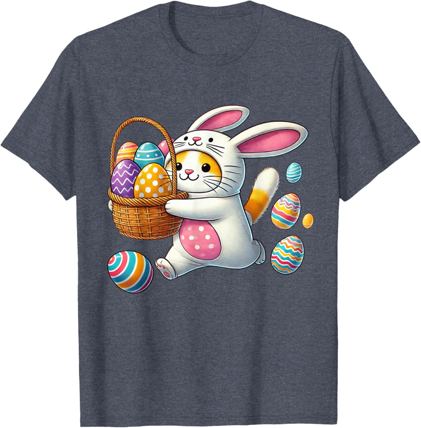 Funny Easter Orange Cat Bunny Ears T-Shirt for Kids Boys and Girls - 5