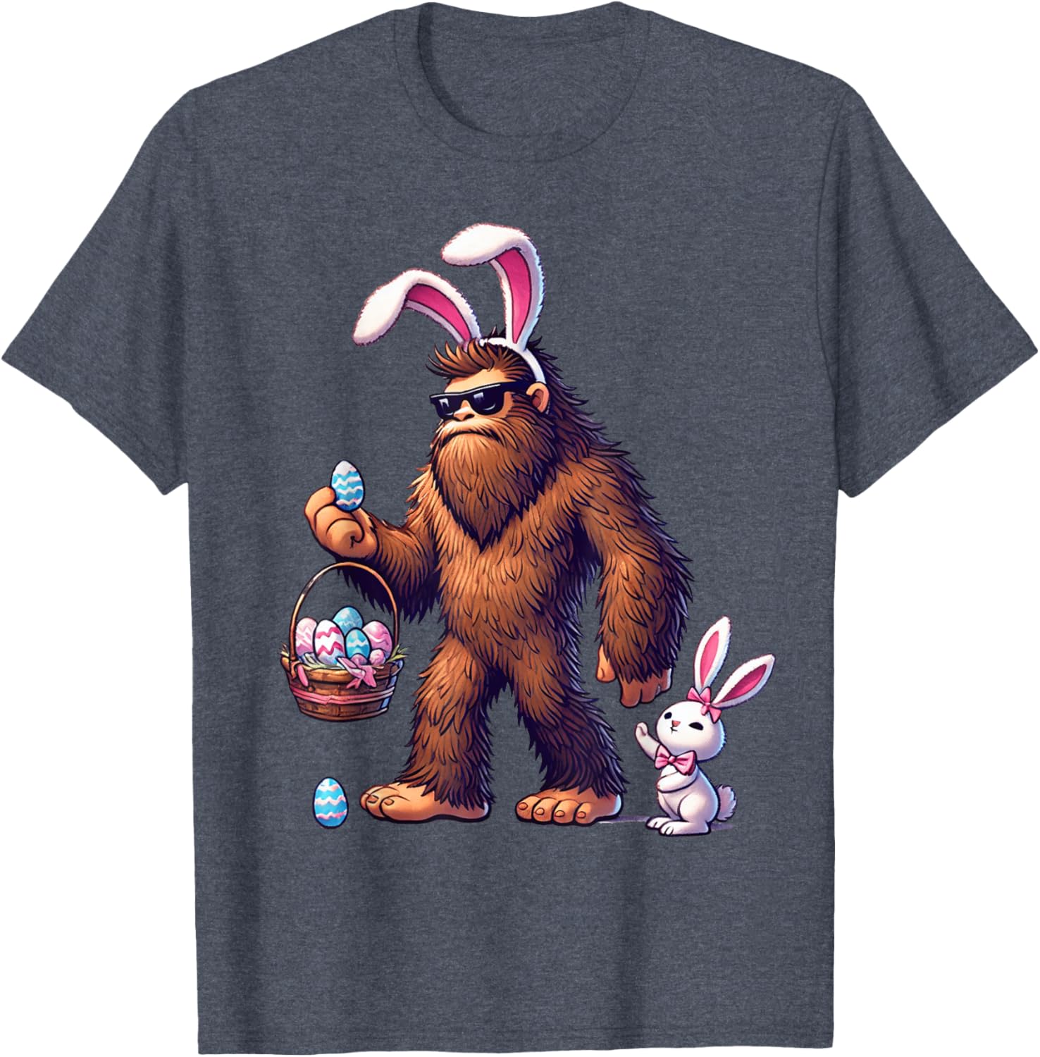 Bigfoot Sasquatch Bunny Easter Eggs T-Shirt for Kids and Men - 15