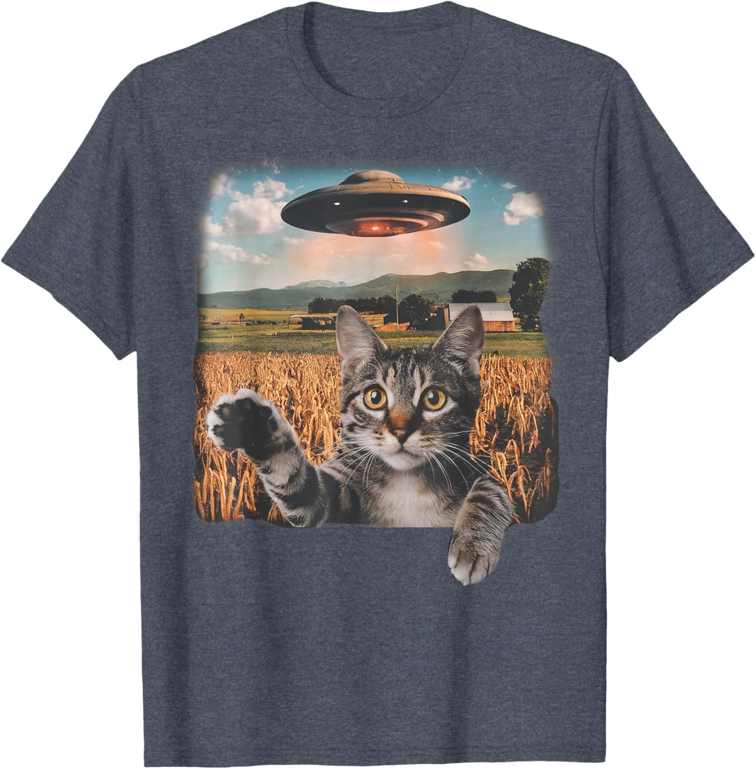 Cat Selfie with Alien UFO T-Shirt for Men, Women, and Kids - 19