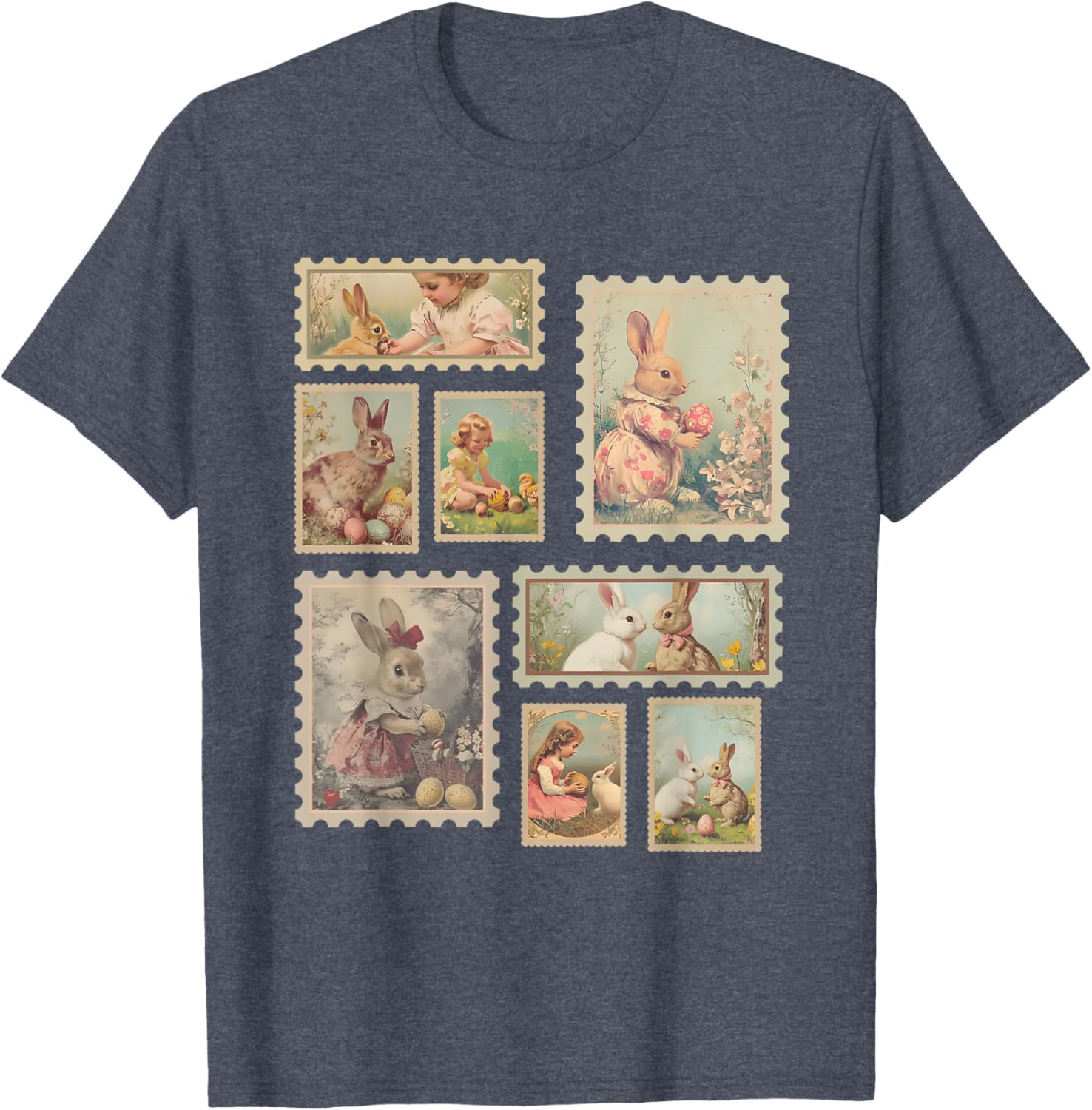 Retro Easter Bunny T-Shirt for Women Cute Spring Fashion Top - 28