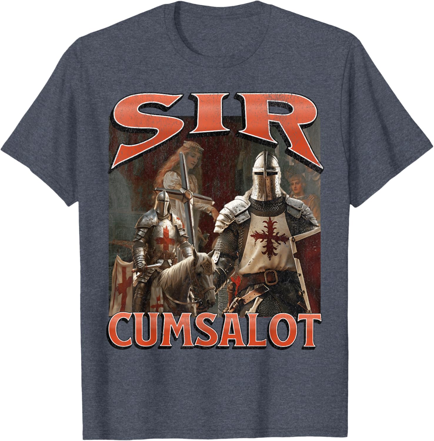 Humorous Sir Cumsalot Knight Meme Bootleg Graphic T-Shirt for Fun Fashion - 26