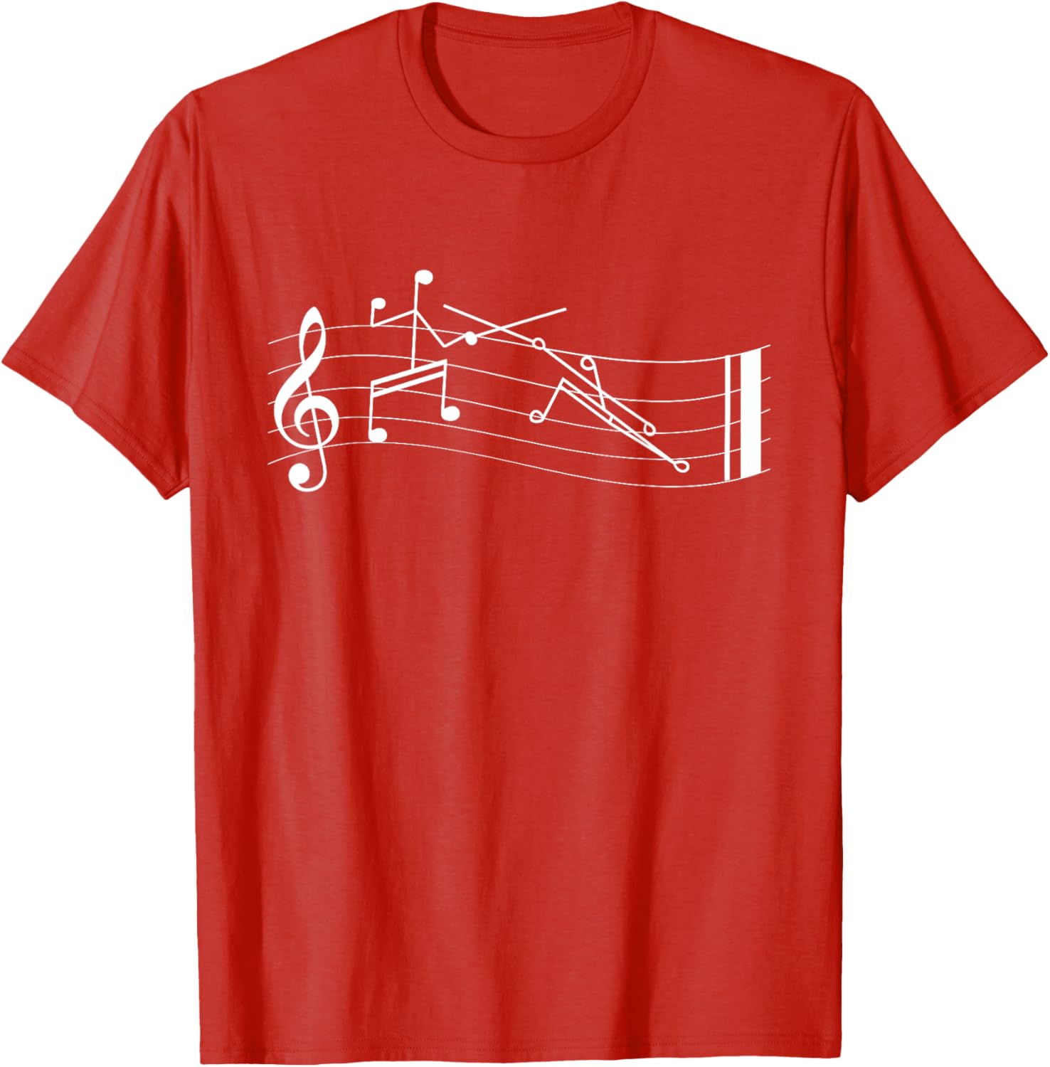 Funny Stick-Figure Music Notes En-garde T-Shirt for Music Lovers - 16