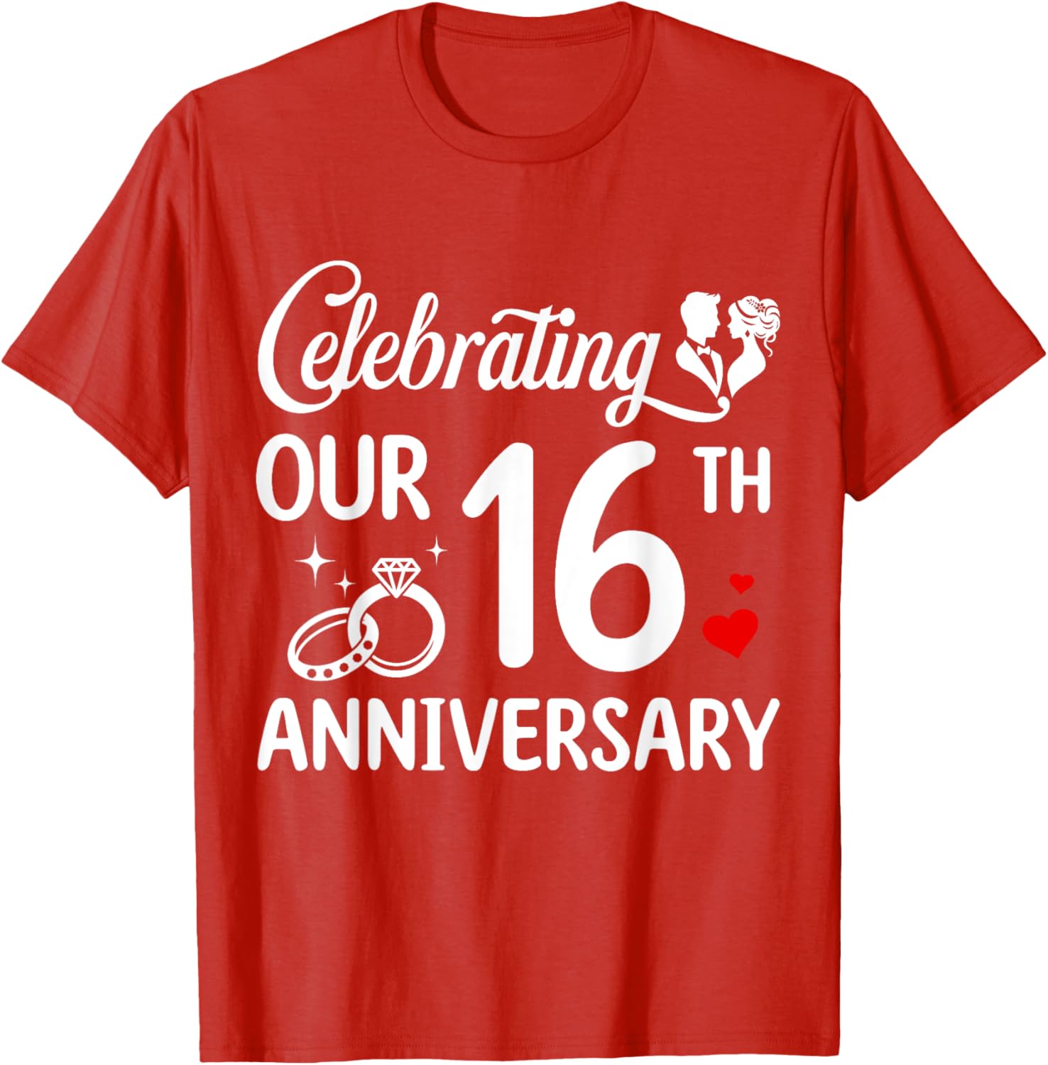 16th Wedding Anniversary T-Shirt for Couples - Celebrate 16 Years Together - 16
