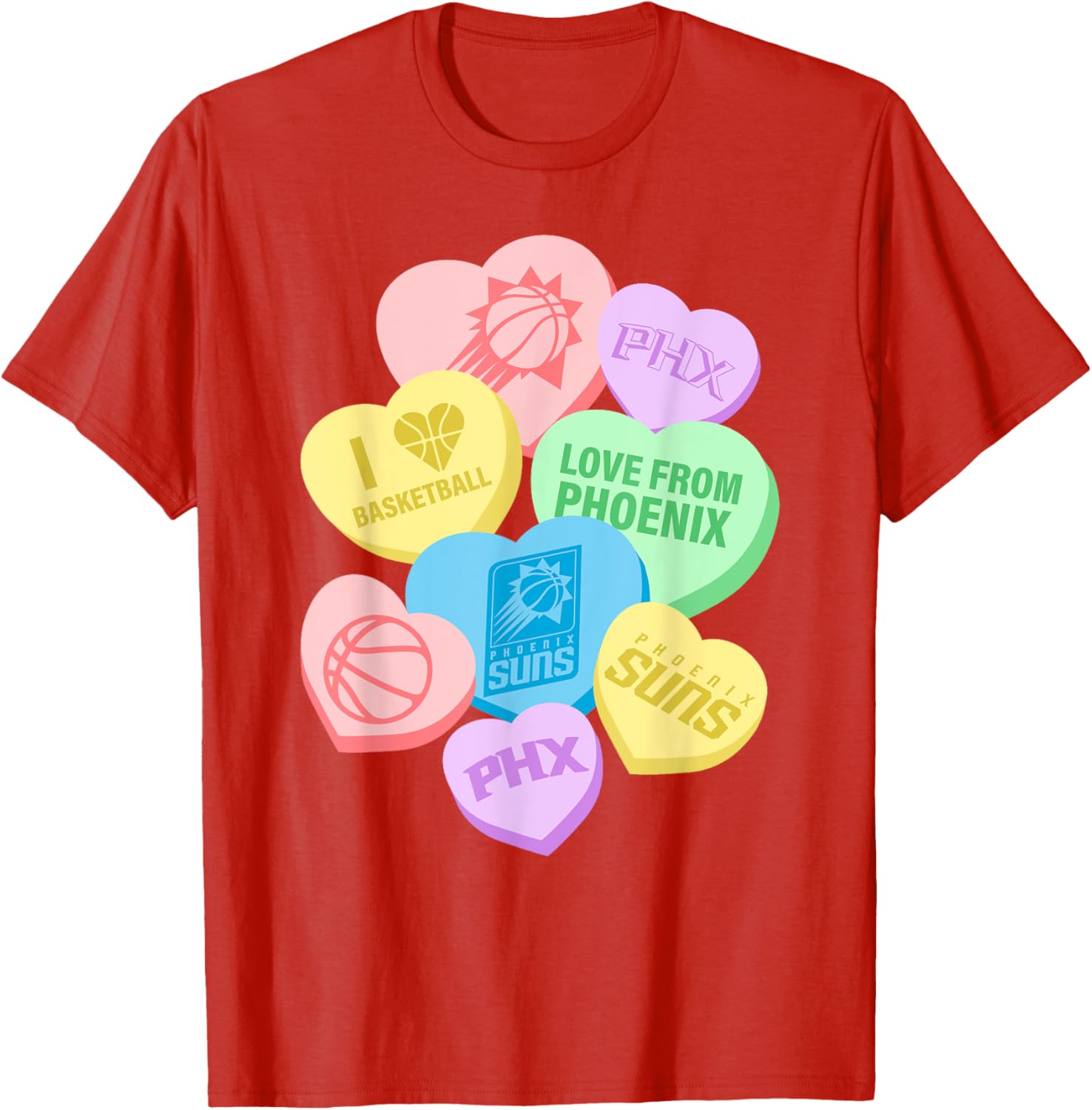 NBA Phoenix Suns Valentine's Day Candy Hearts T-Shirt for Fans - 1