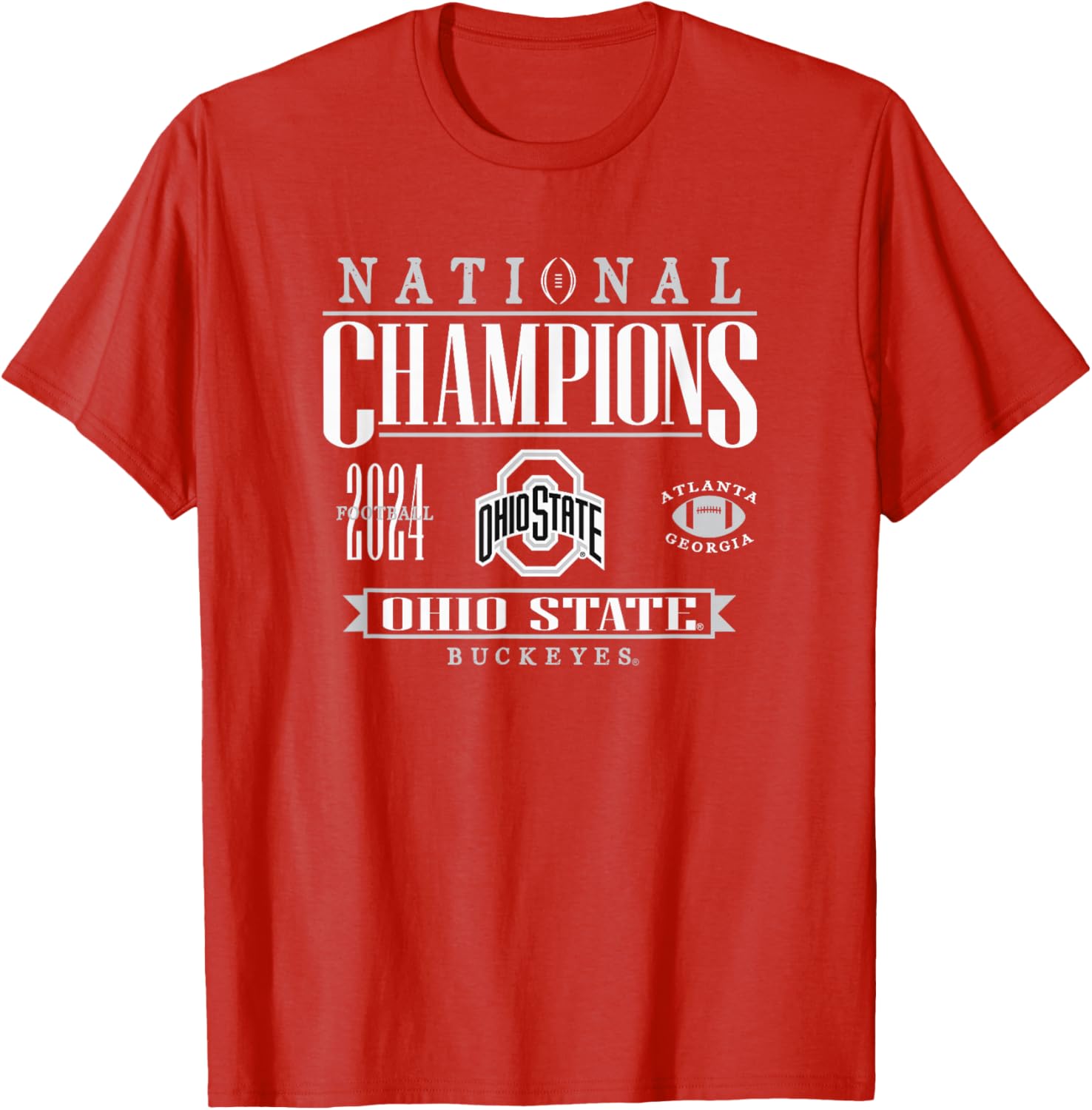Ohio State Buckeyes National Champs 2024 Red T-Shirt for Sports Fans - 1