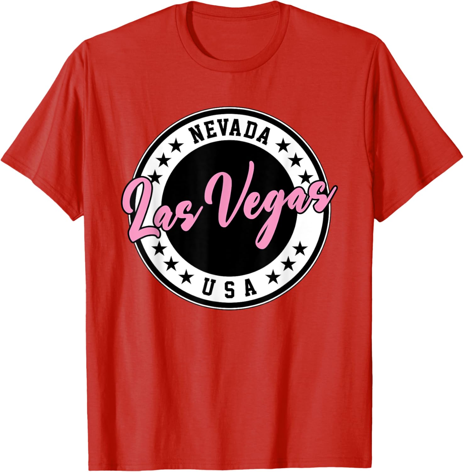Las Vegas Nevada Pink Script Circle T-Shirt for Fun Fashion Lovers - 24