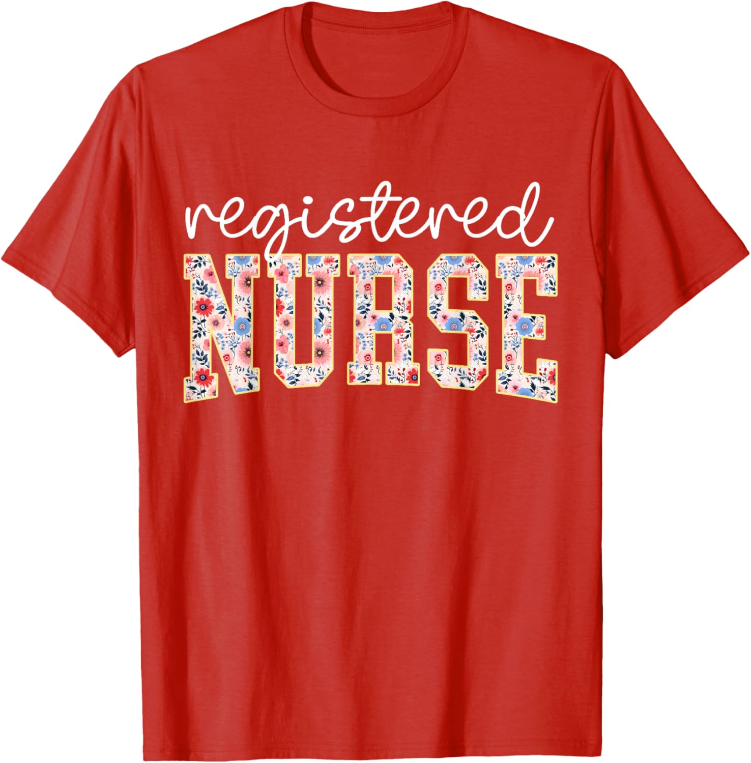 Floral Print RN Nurse T-Shirt for Women - Perfect for Nursing School - 15