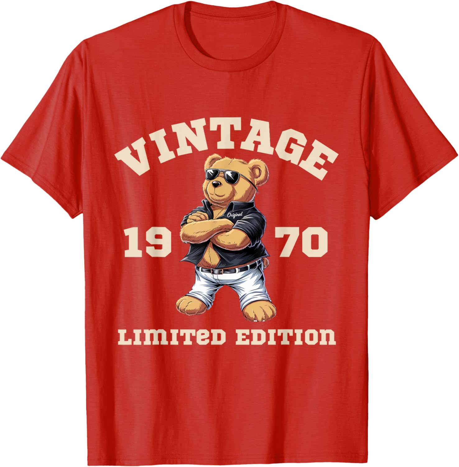 Mens Vintage 55th Birthday Teddy Bear T-Shirt for 1970 Born Lovers - 15
