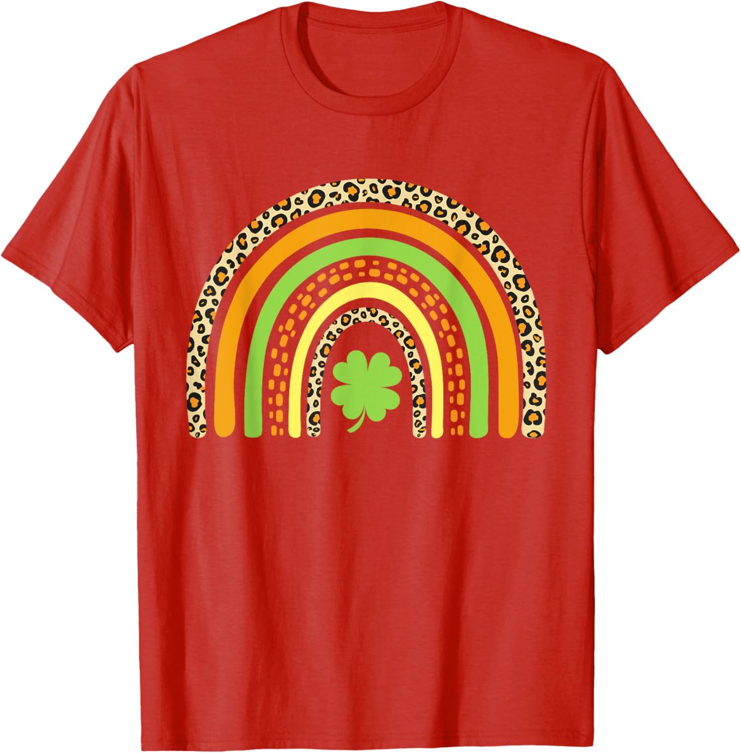 St Patrick's Day Leopard Rainbow Clover T-Shirt for Festive Fun - 3