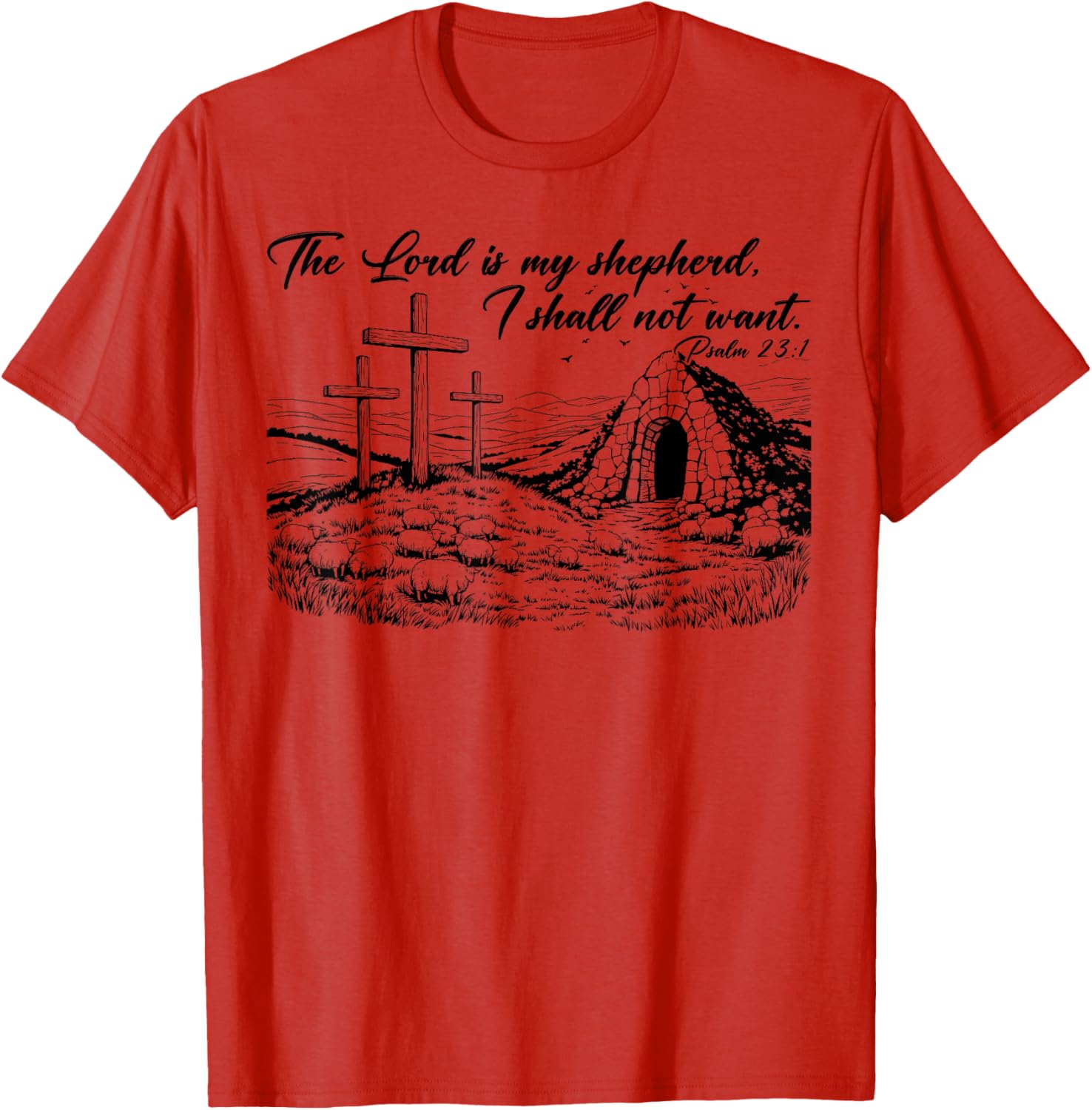 Happy Easter Christian T-Shirt The Lord Is My Shepherd Design - 15