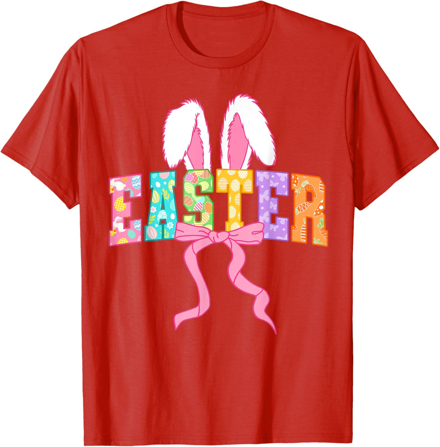 Happy Easter Coquette Bow Bunny Mama T-Shirt for Women and Girls - 1