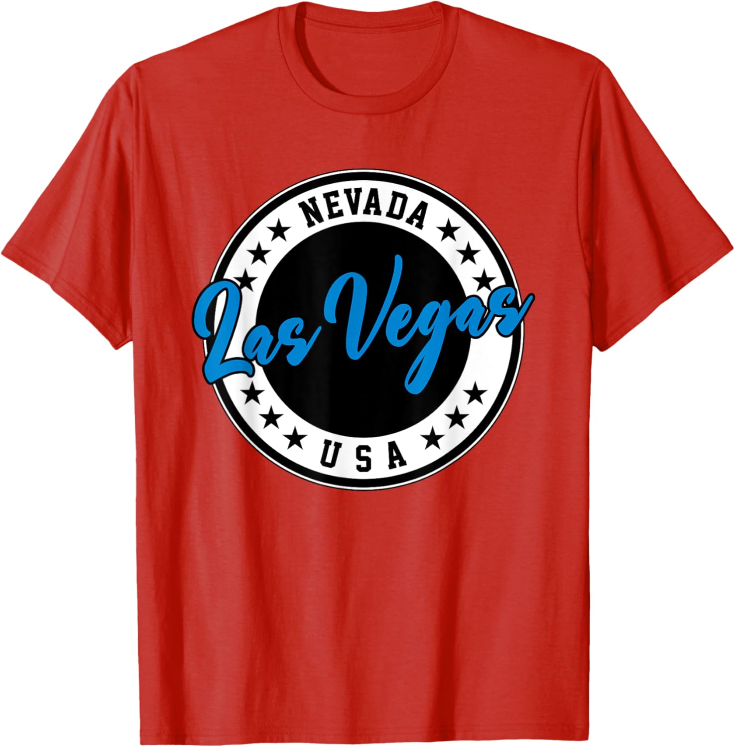 Las Vegas Nevada Blue Circle Script T-Shirt for Casual Style Fans - 14